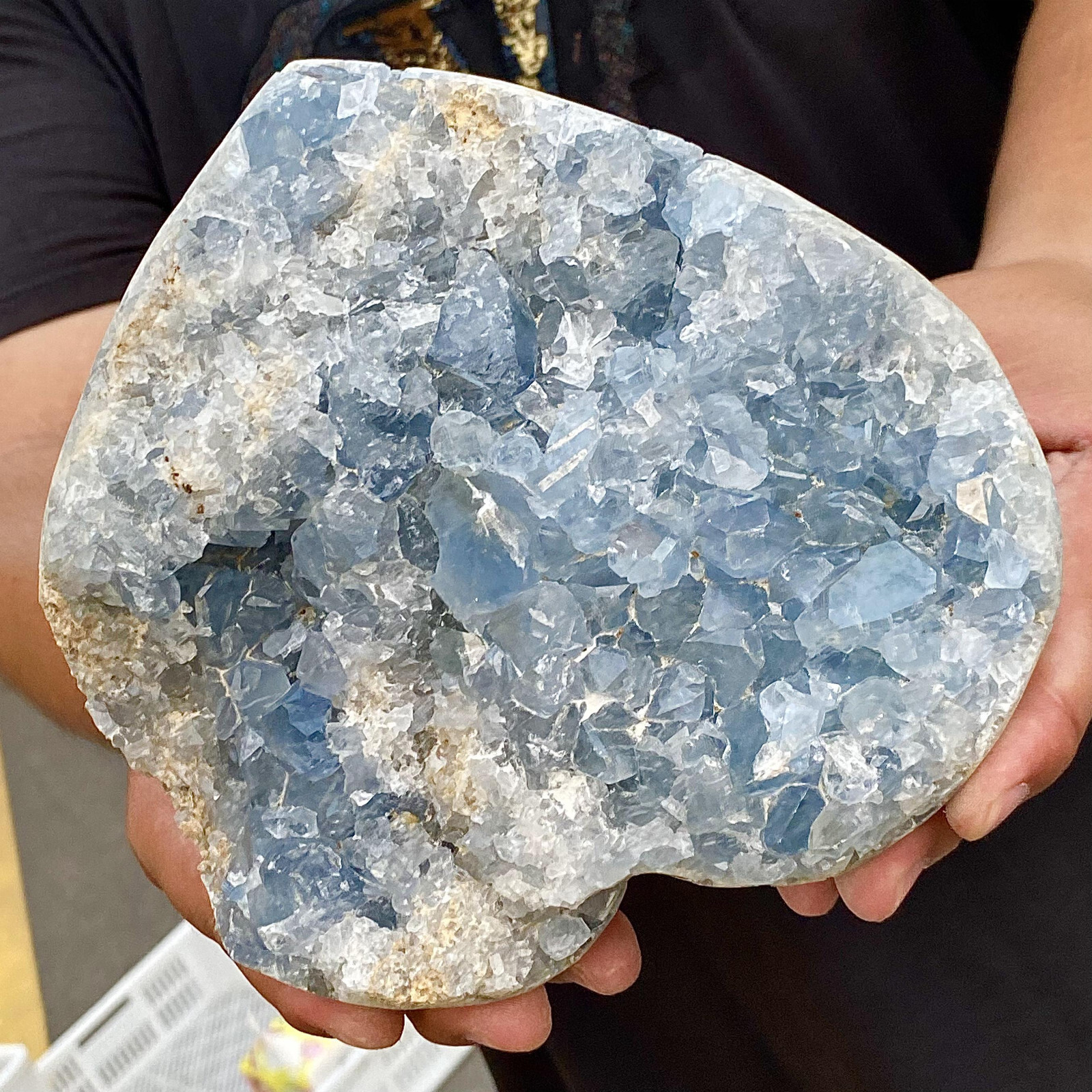 9.46LB Natural blue crystal cave heart-shaped original ore restoration
