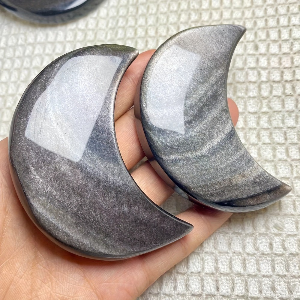Random Silver Obsidian Moon Crystal Handcrafts Quartz Rock Healing Decor Gift