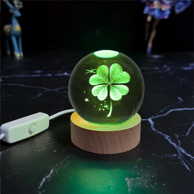 AOFEGRLT 80mm Four Leaf Clover 3D Crystal 3.15 inches, Multi_4