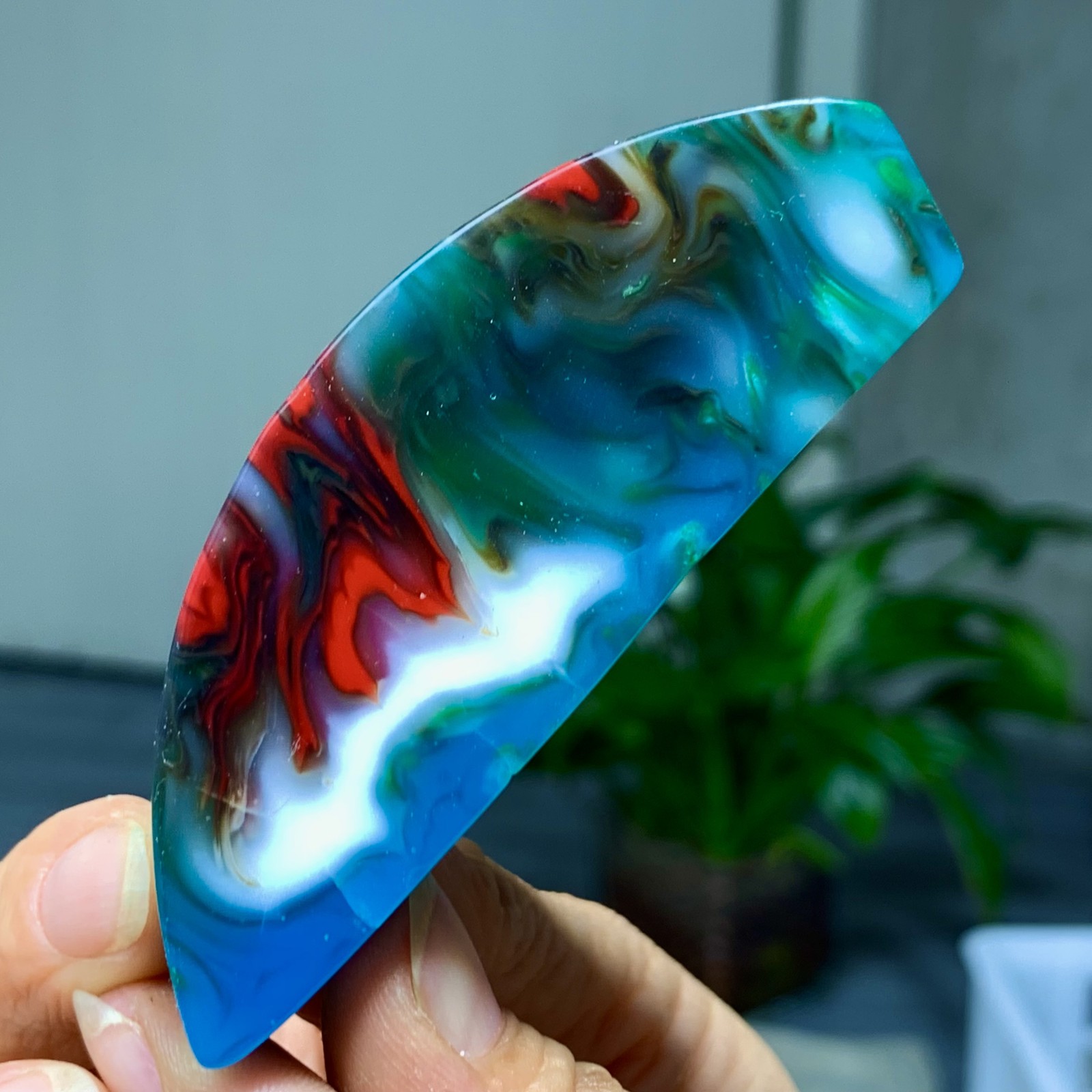 81G Natural NanHong Agate block multicolored Pattern Cabochon mineral Crystal
