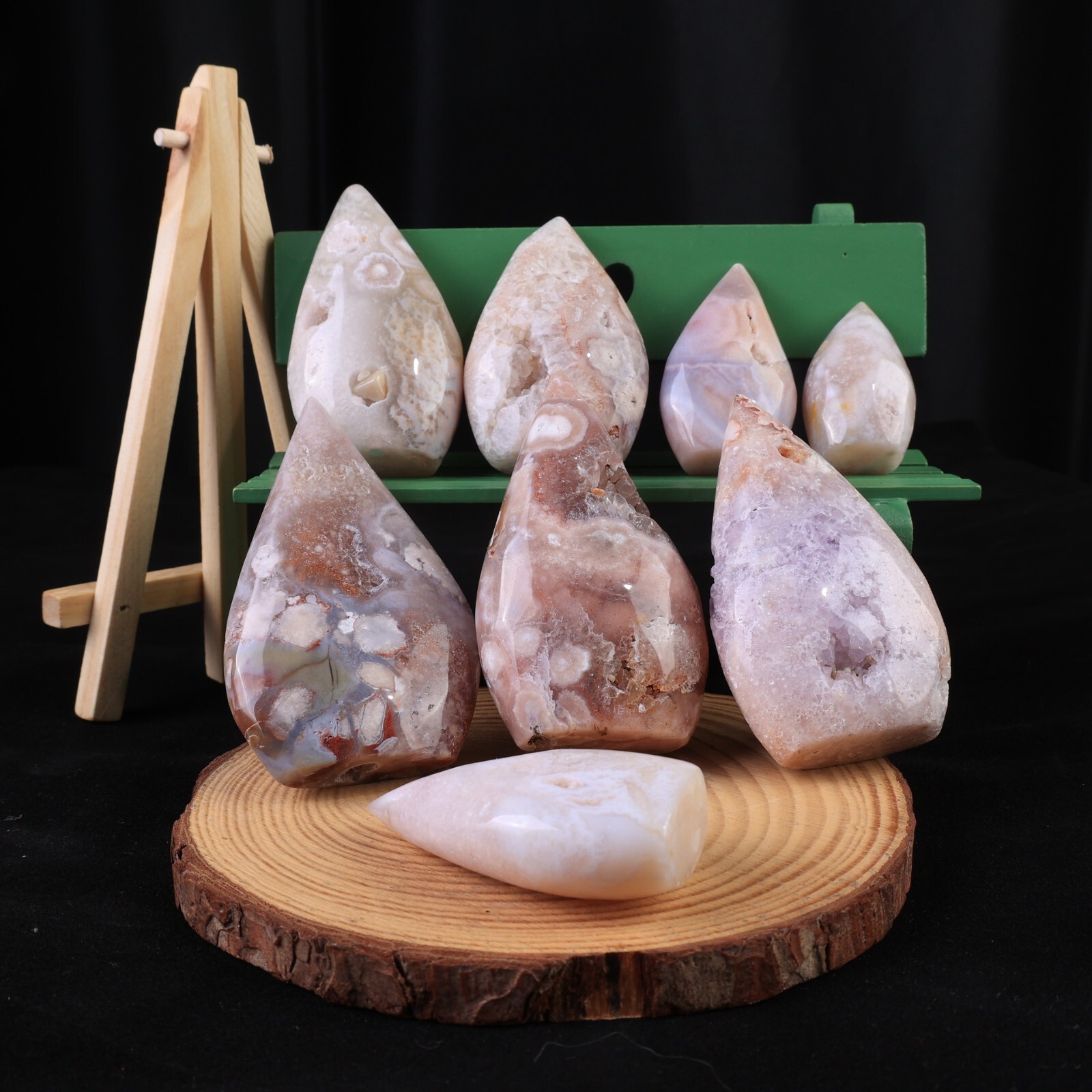 50-100g | Natural Crystal Blossom Agate Flare Teardrop Shaped Ornament Crafts