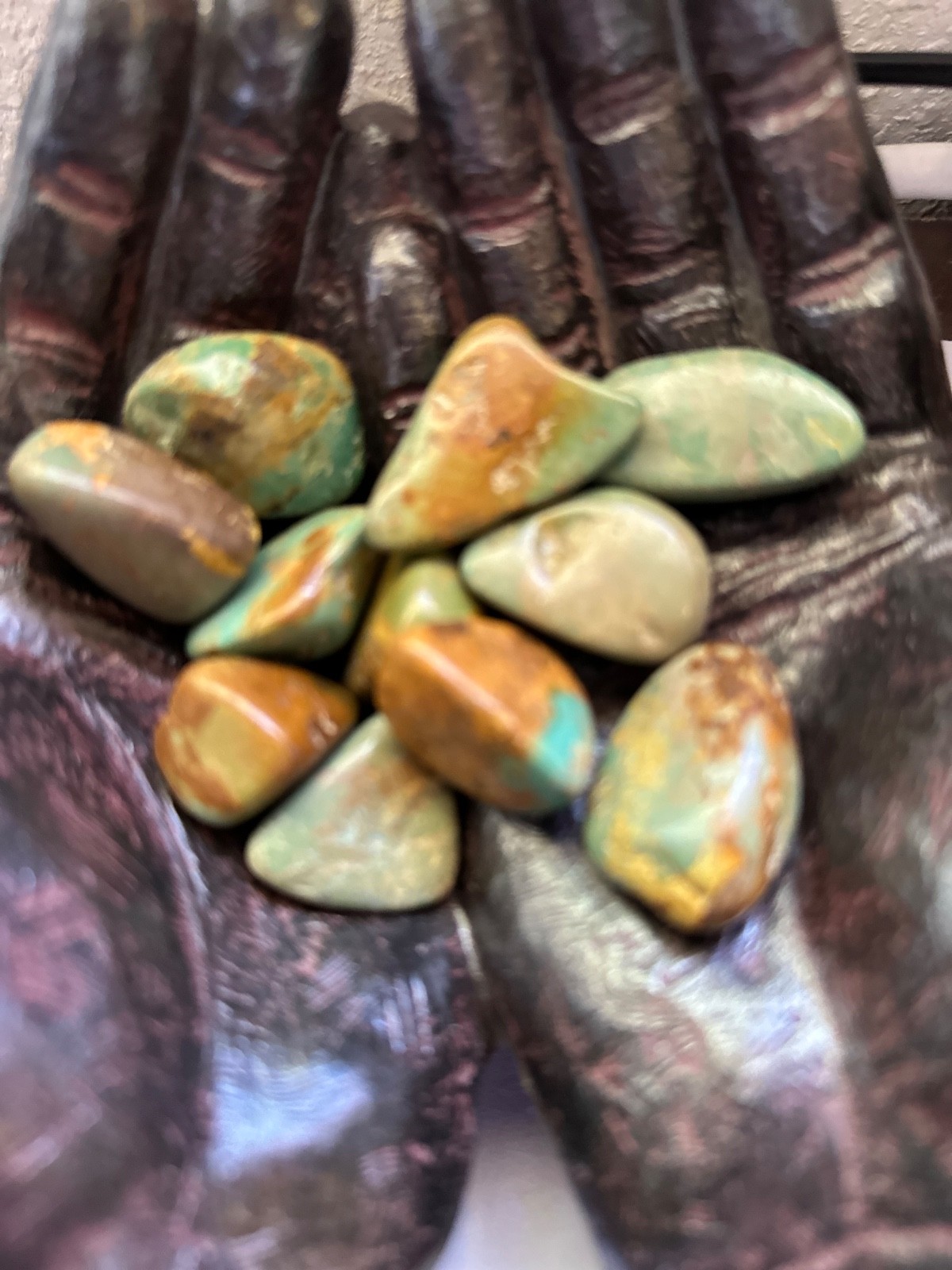 6X Green Kingman Turquoise Tumbled Stones 20-30mm Reiki Healing Crystals Protect
