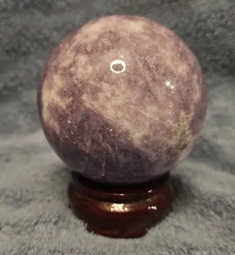 Genuine Polished Lepidolite (2.75″) Sphere Wirh Wood Stand