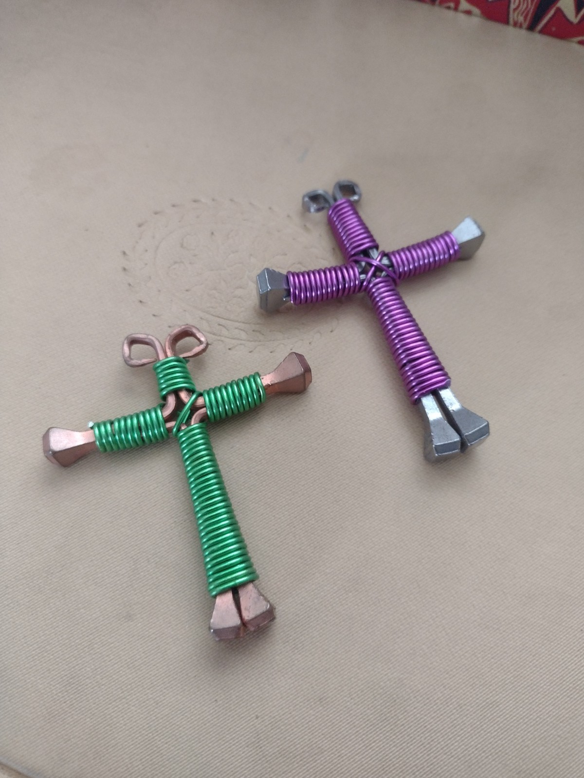 Horseshoe Nail Cross Pendant Lot 2 Pcs