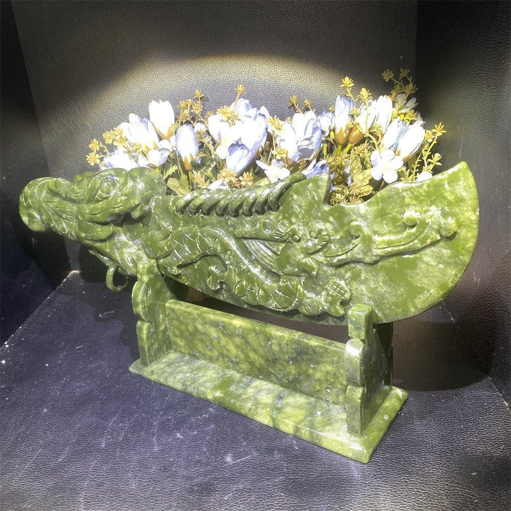 4LB 14.9″A+ Natural Xiuyan Jade Broadsword Crystal Heal Carving Quartz Decor