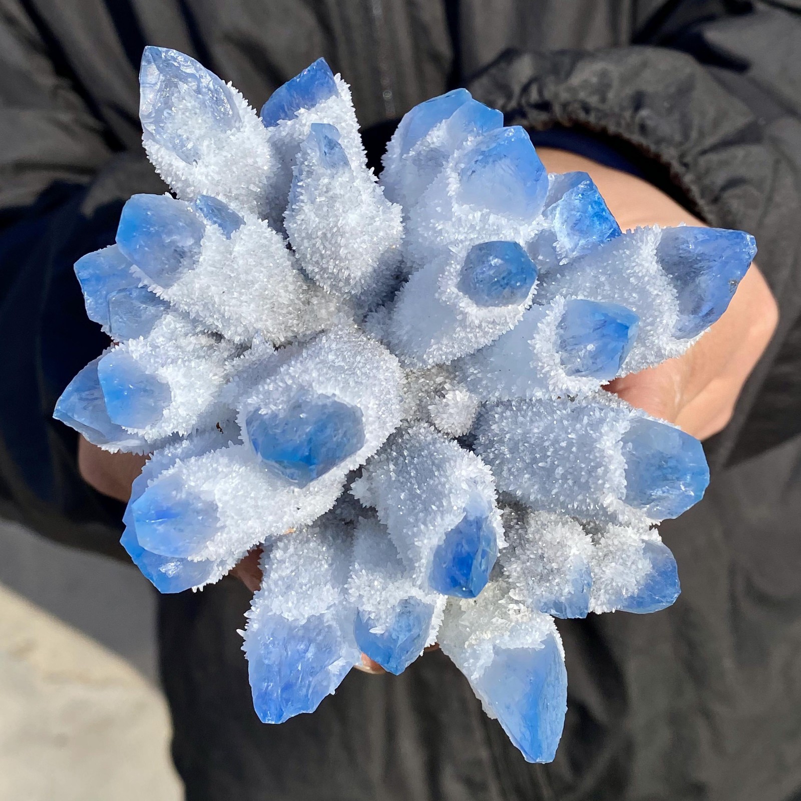 1.3LB New find sky blue phantom quartz crystal cluster mineral sample