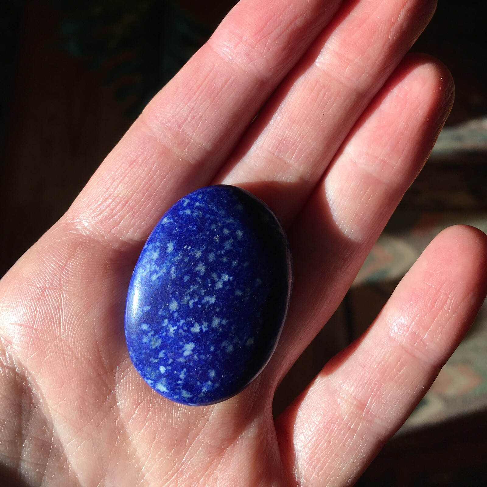 Natural Lapis Lazuli Palm Rock Stone Blue Crystal Healing Reiki Polished weight