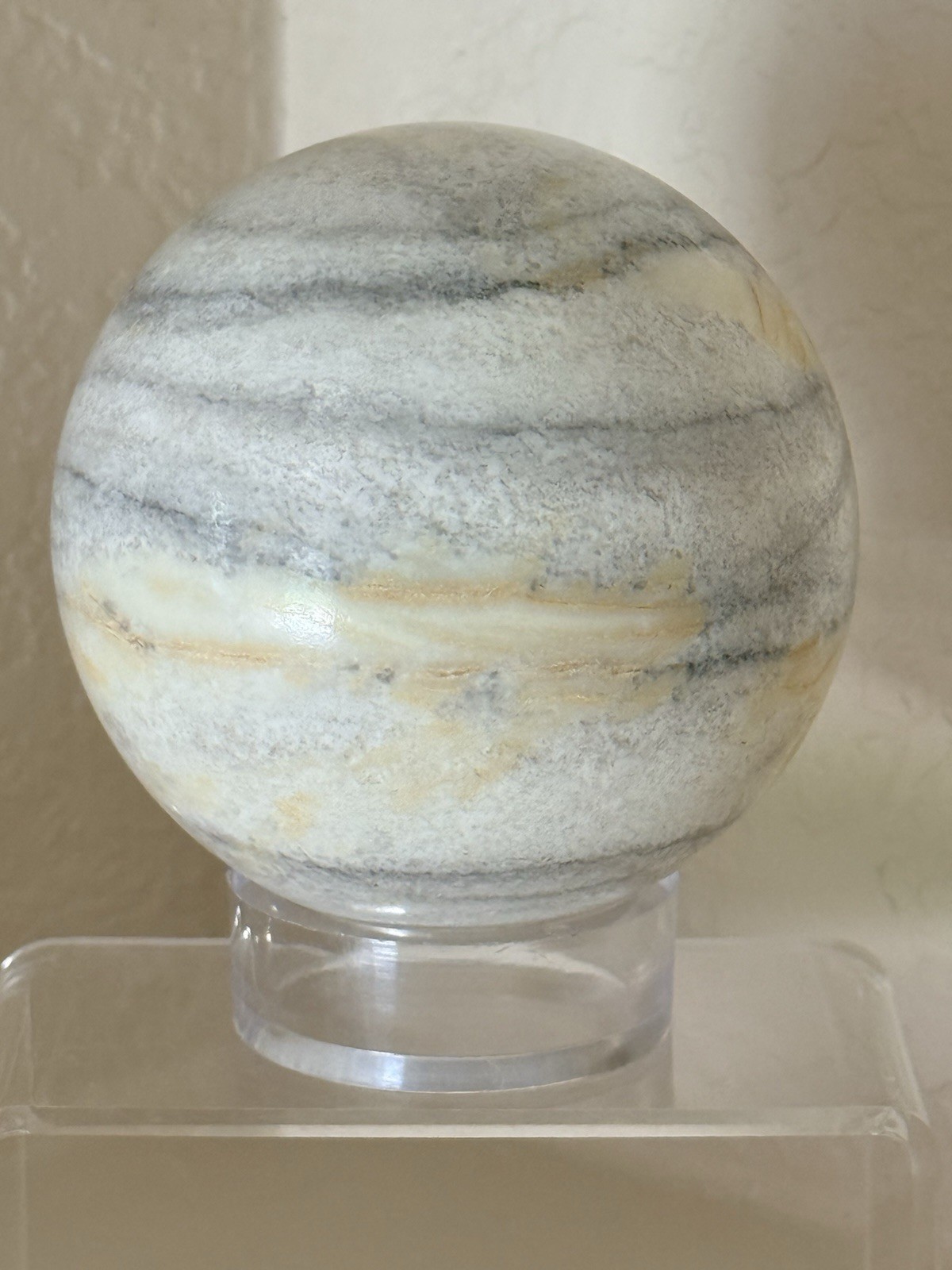 Vintage Zebra Calcite Polished Sphere Orb Office Or Home Decor Paperweight 3” in