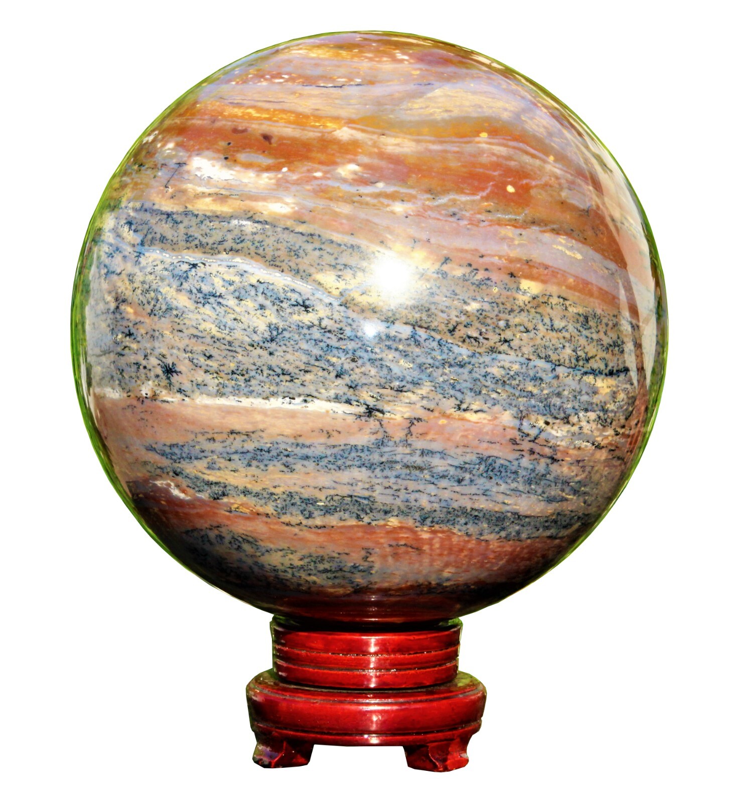 XL 41Lb Red Sonoran Dendritic Rhyolite Crystal Healing Metaphysical Stone Sphere