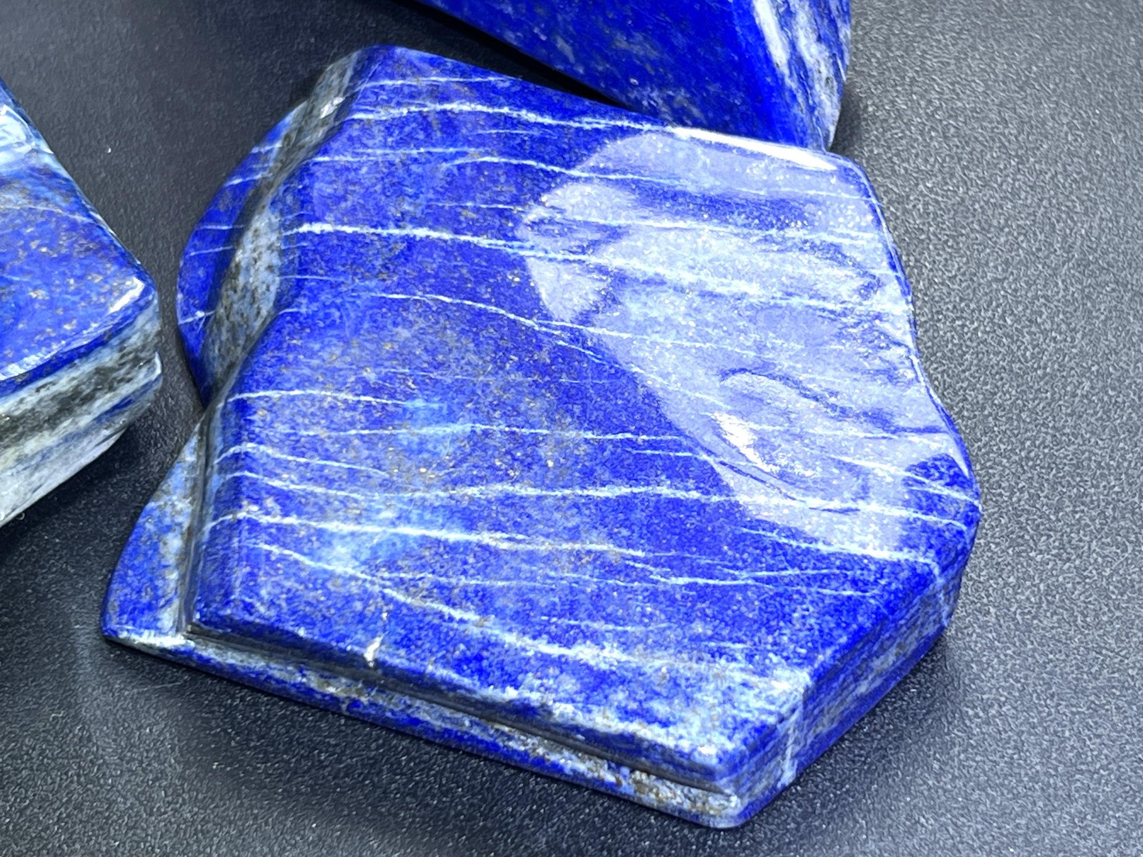 Large Blue Lapis Lazuli Freeform Polished Slab Boulders Gemstone Decor