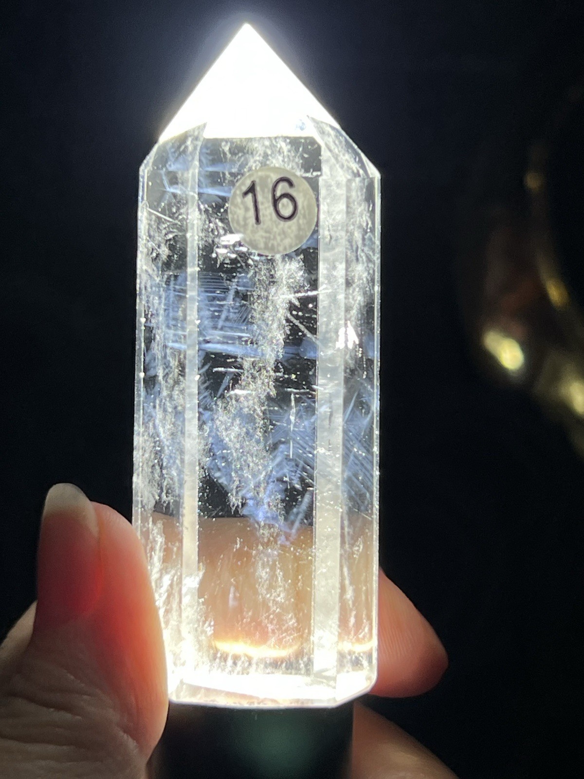 Natural Blue needle Clear Quartz HQ Points Free Ship & Gift