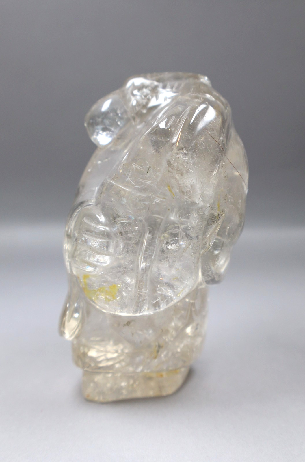 Carved Rock Quartz Crystal Statue Figurine 3.5 Inch Height Transparent Vintage