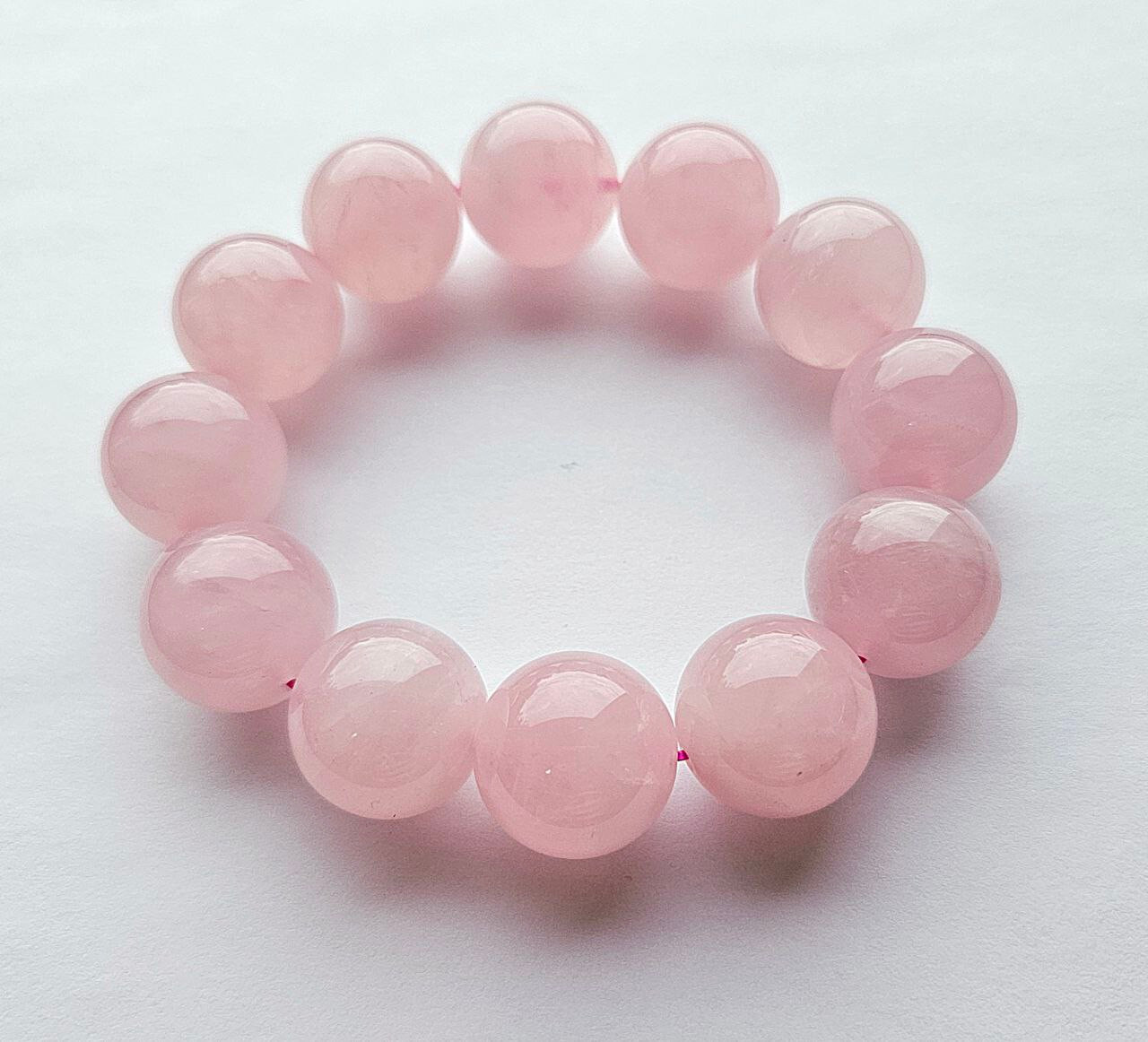 XXL 18mm+ Large Natural Pink Quartz Bracelet -Rare Find/Great Gift/Free Shipping
