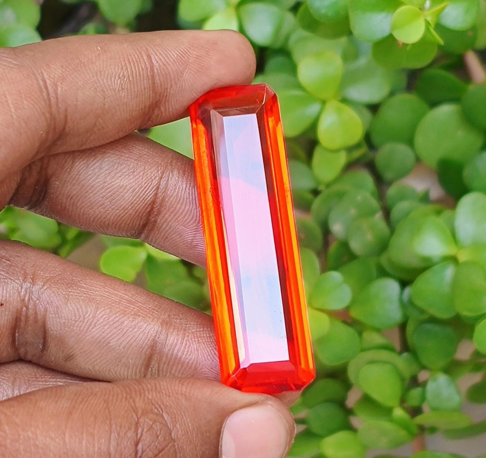 Certified 80 Carat Red Orange Topaz Baguette Cut Flawless Loose Stone Rare Find