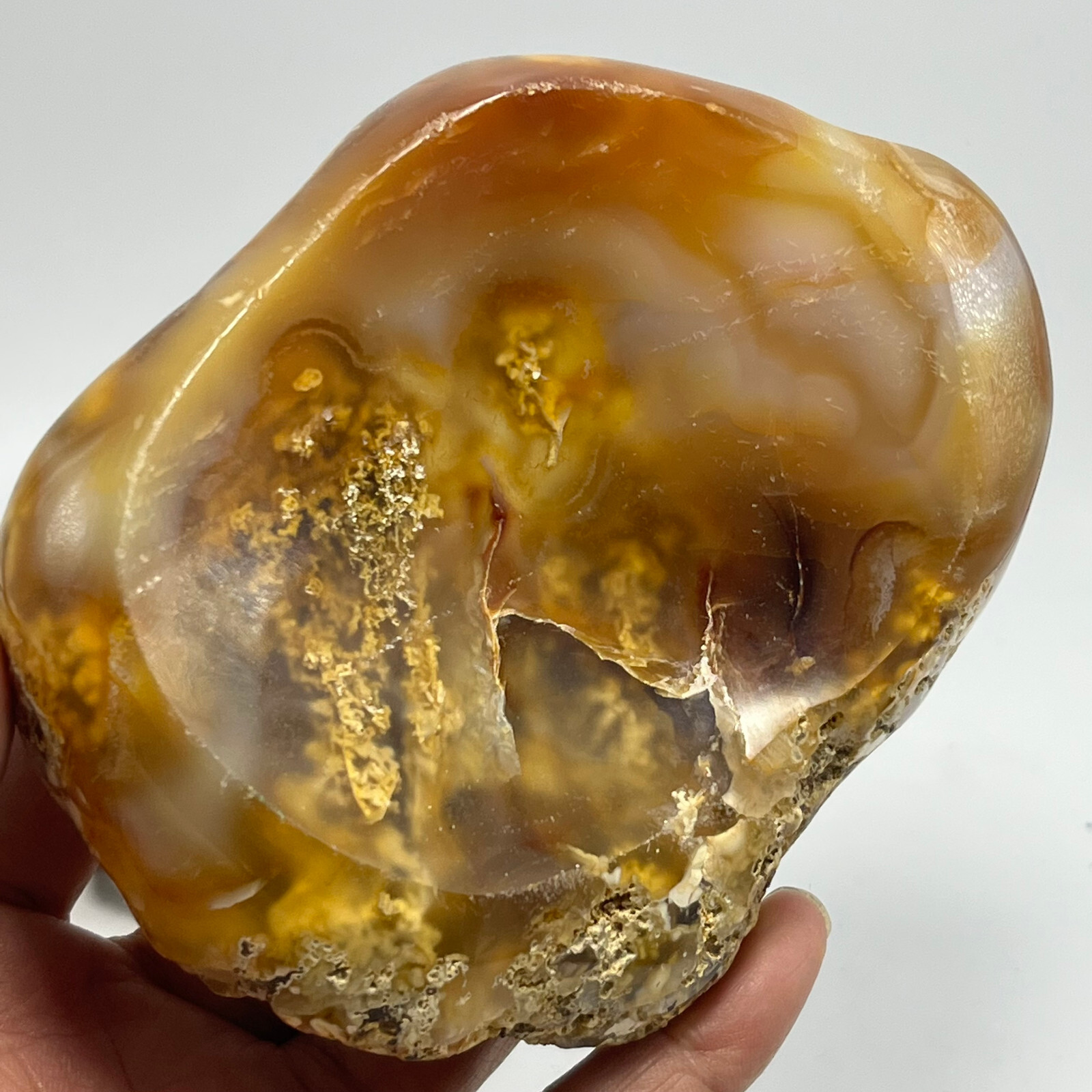 377g TOP Rare Natural Agate ashtray Polished Coin Dish Madagascar #119