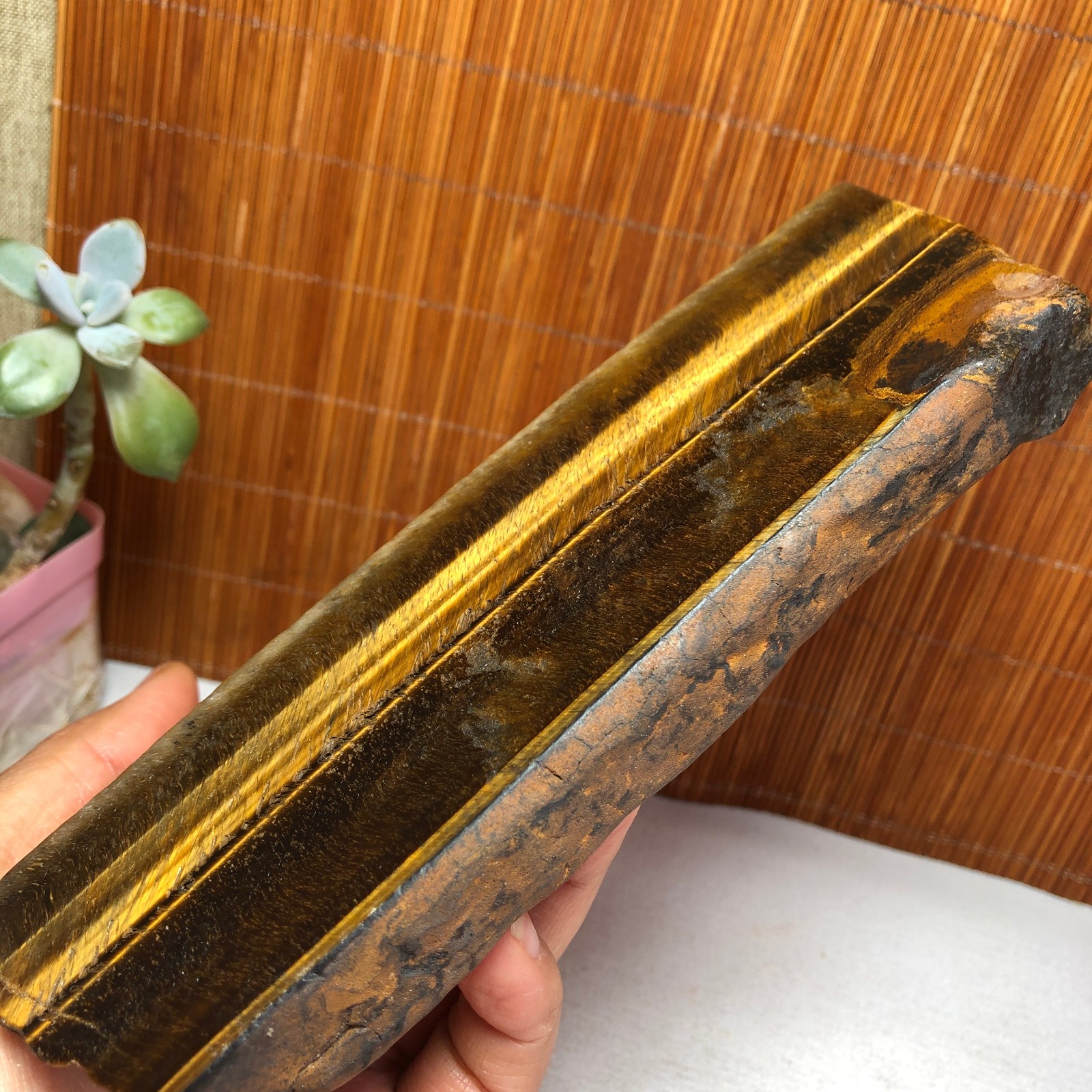 Natural Yellow Tiger Eye Crystal gemstone Polish Mineral Specimen 369g A2233