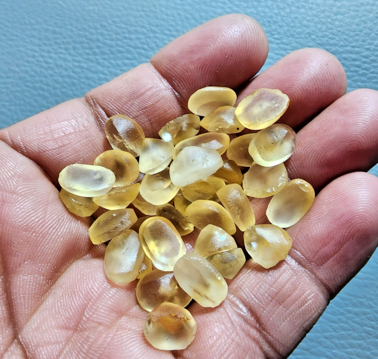 35 Pcs Yellow Citrine Topaz Without Cutting, 10-13MM Faceted Cabochon Gemstone