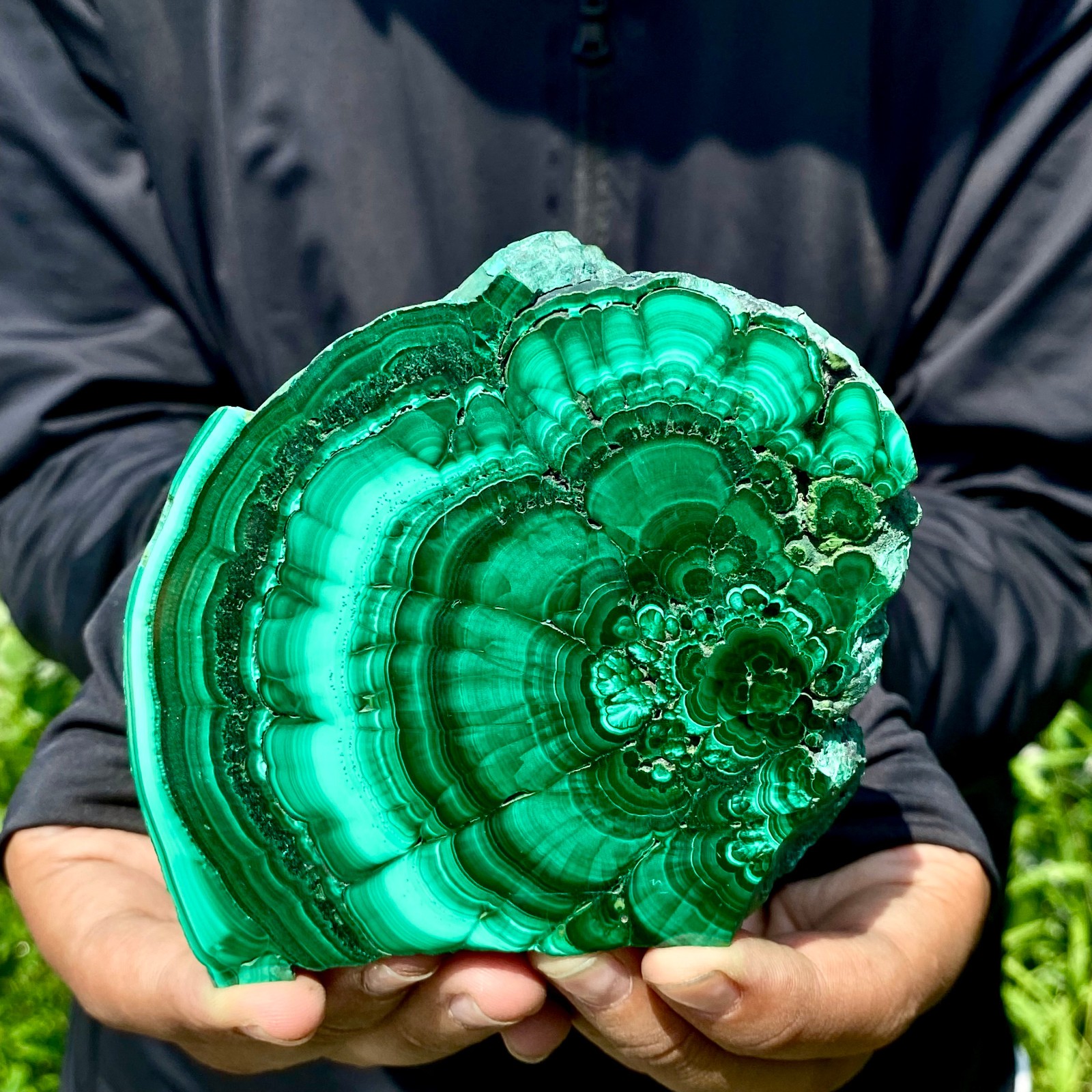 312G Natural malachite slices quartz crystal mineral specimens reiki healing