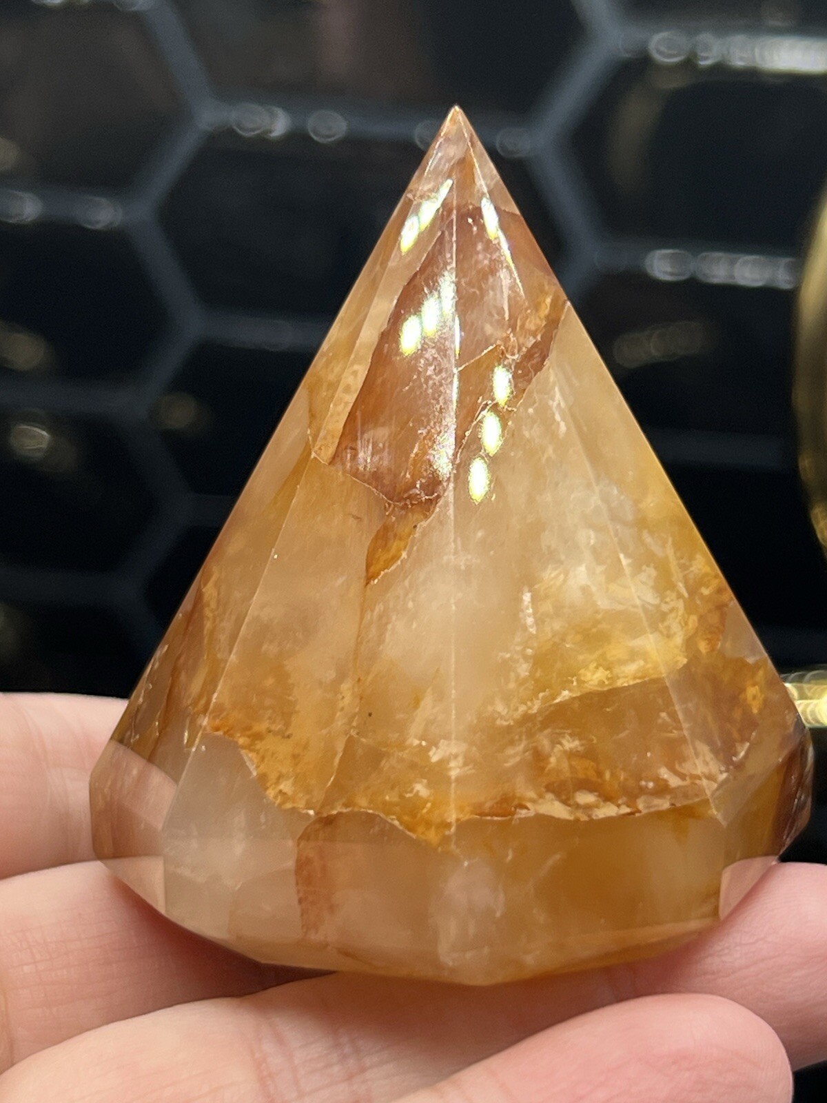 Golden Healer Amazing Diamond Pyramids Some dendrite Free ship & Gift