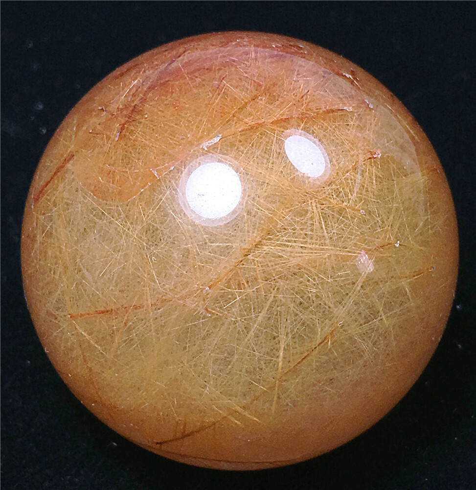 Natural Clear Gold Hair Rutilated Crystal Ball SPHERE Quartz Specimen