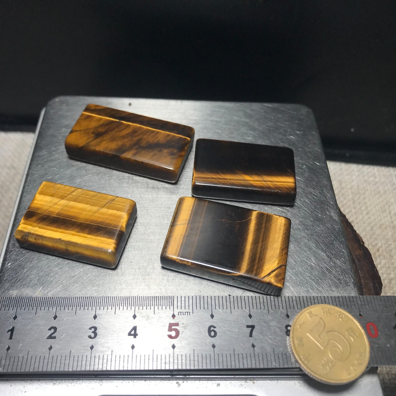 4pcs 51g Natural Tiger Eye Gemstone rectangular pendant 841
