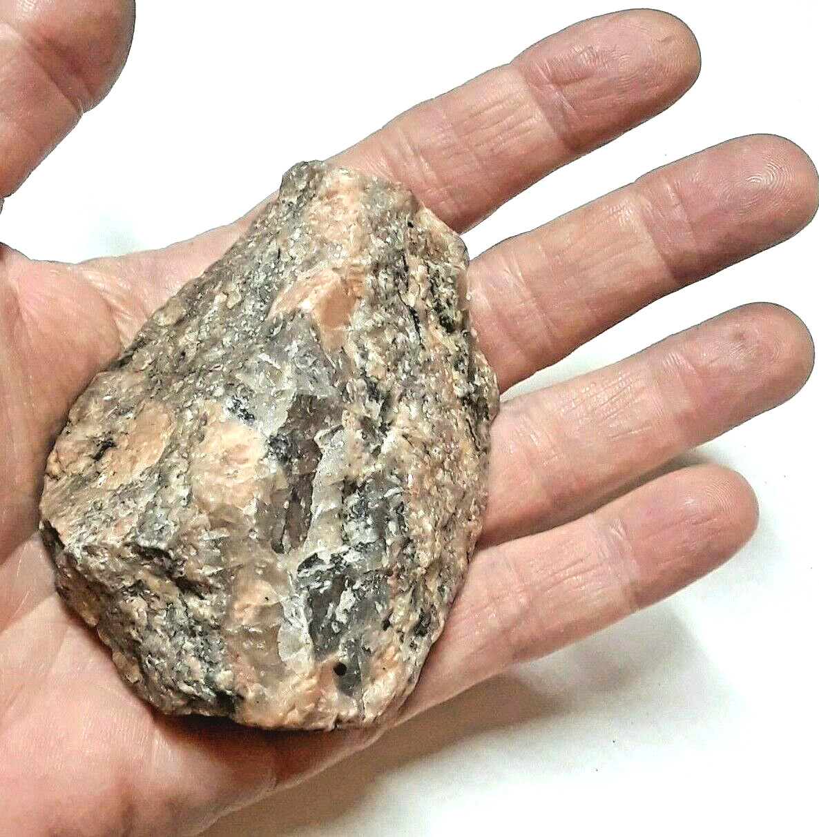 Natural large rock stone specimen. Pink crystal, clear, gray. Beautiful! LOOK
