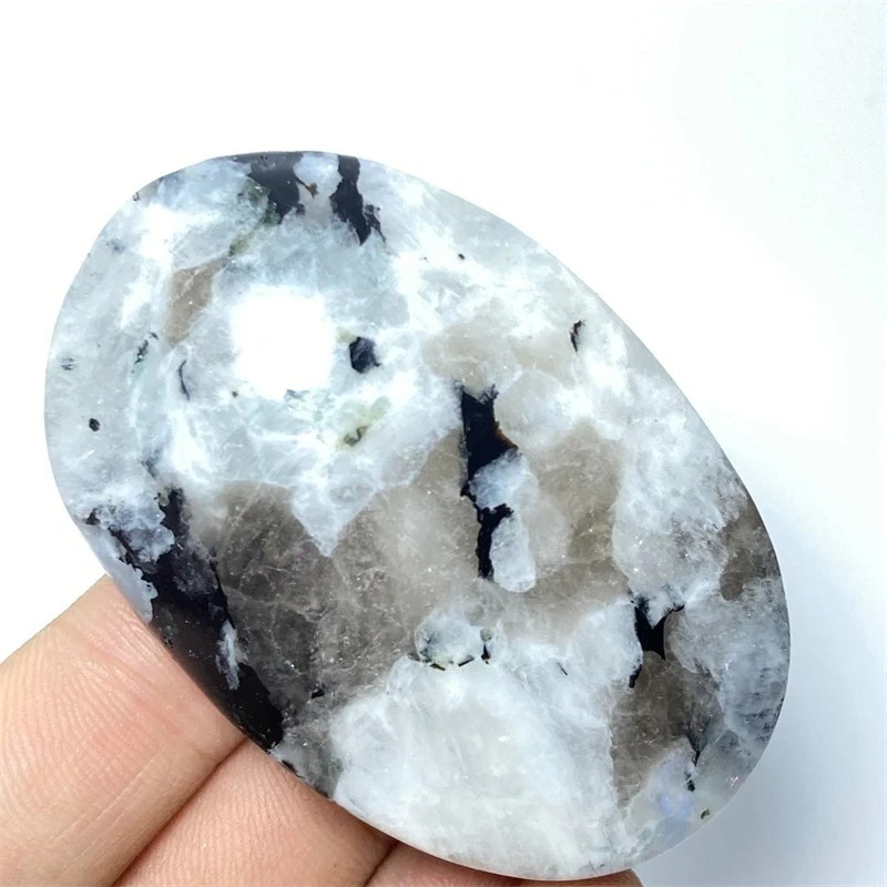72g Rare Color Rainbow Moonstone Quartz Crystal Healing Reiki Palm Stone