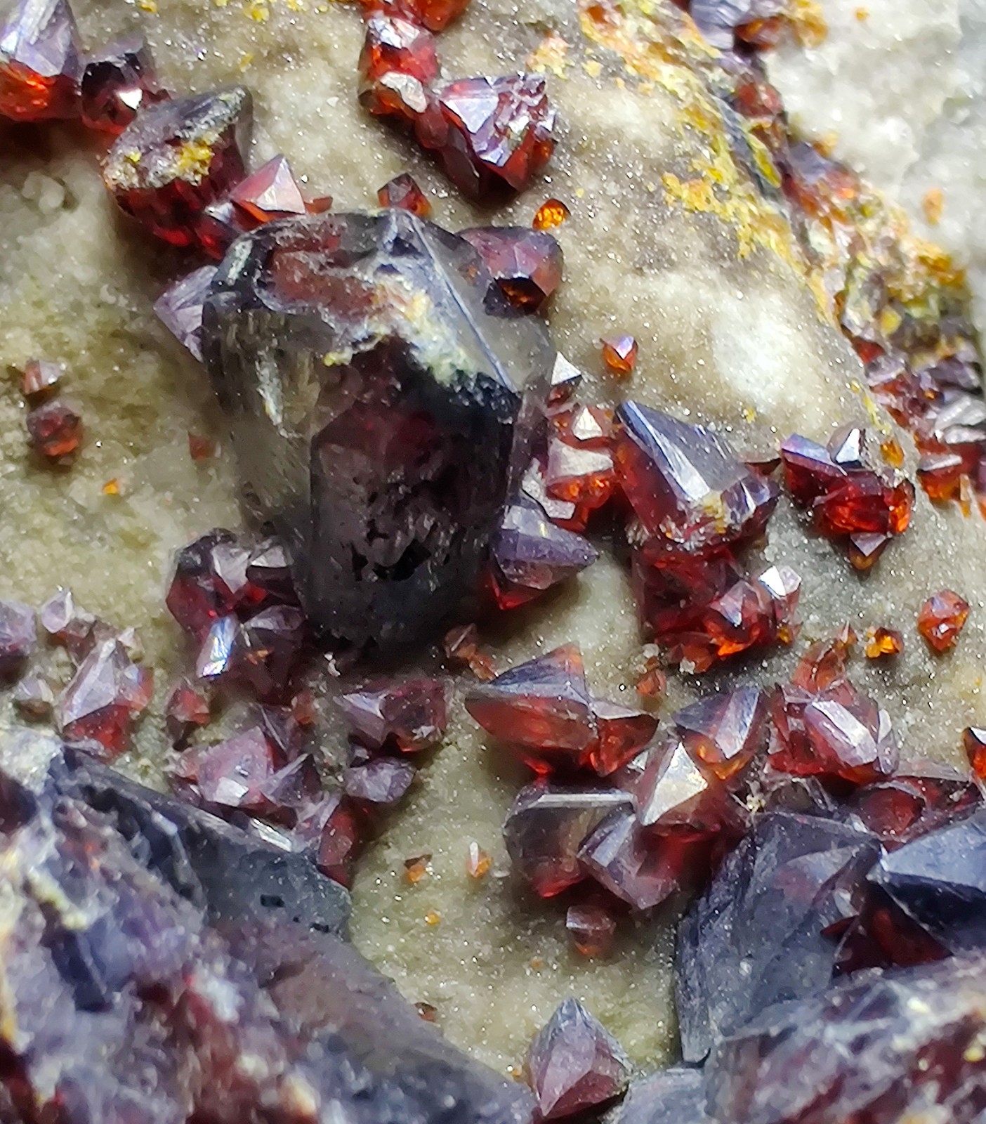 Ruby Jack Sphalerite and Galena crystals on matrix. Picher, Oklahoma. 415 grams.