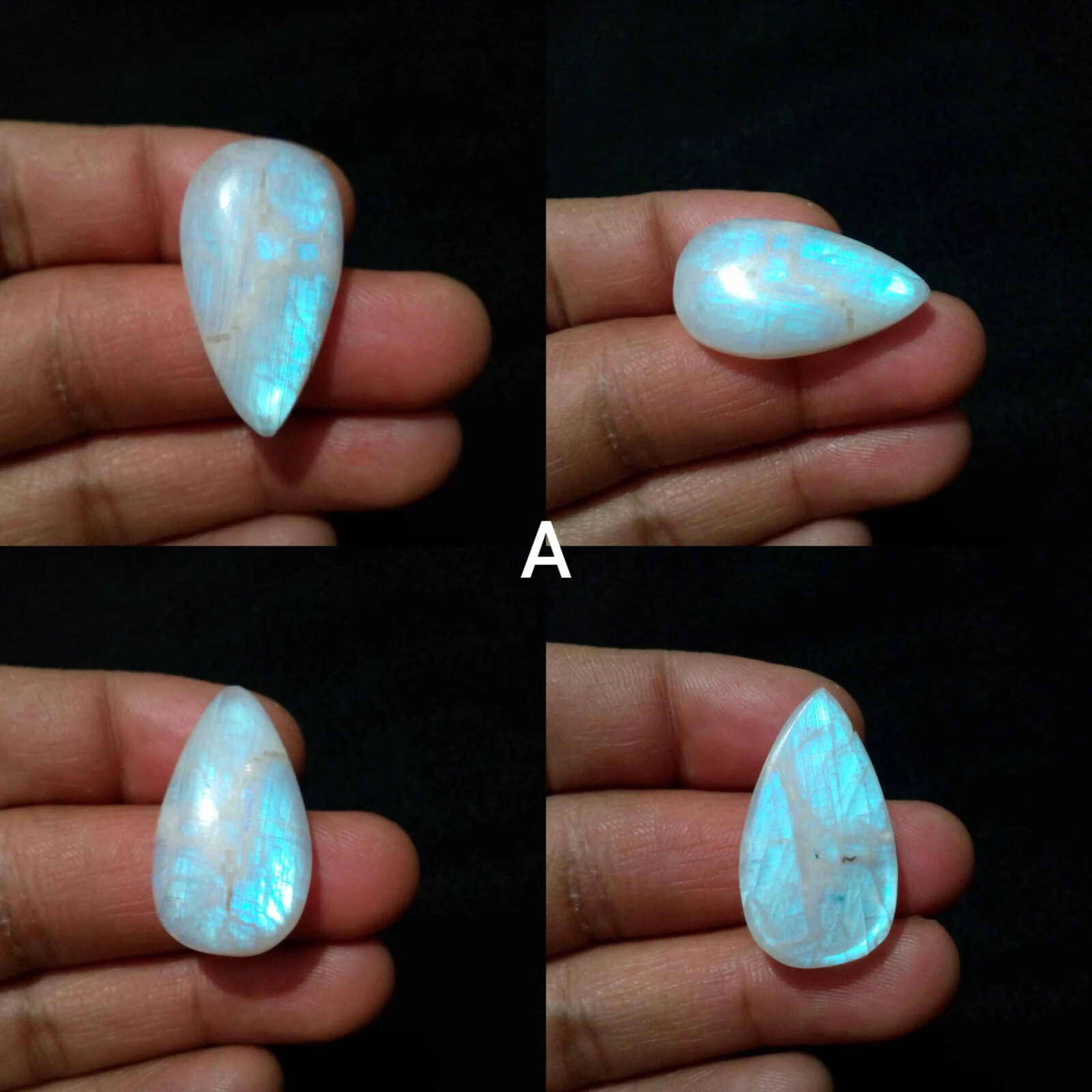Top Blue Fire Rainbow Moonstone Cabochon Mix Shape Loose Gemstone Making Jewelry