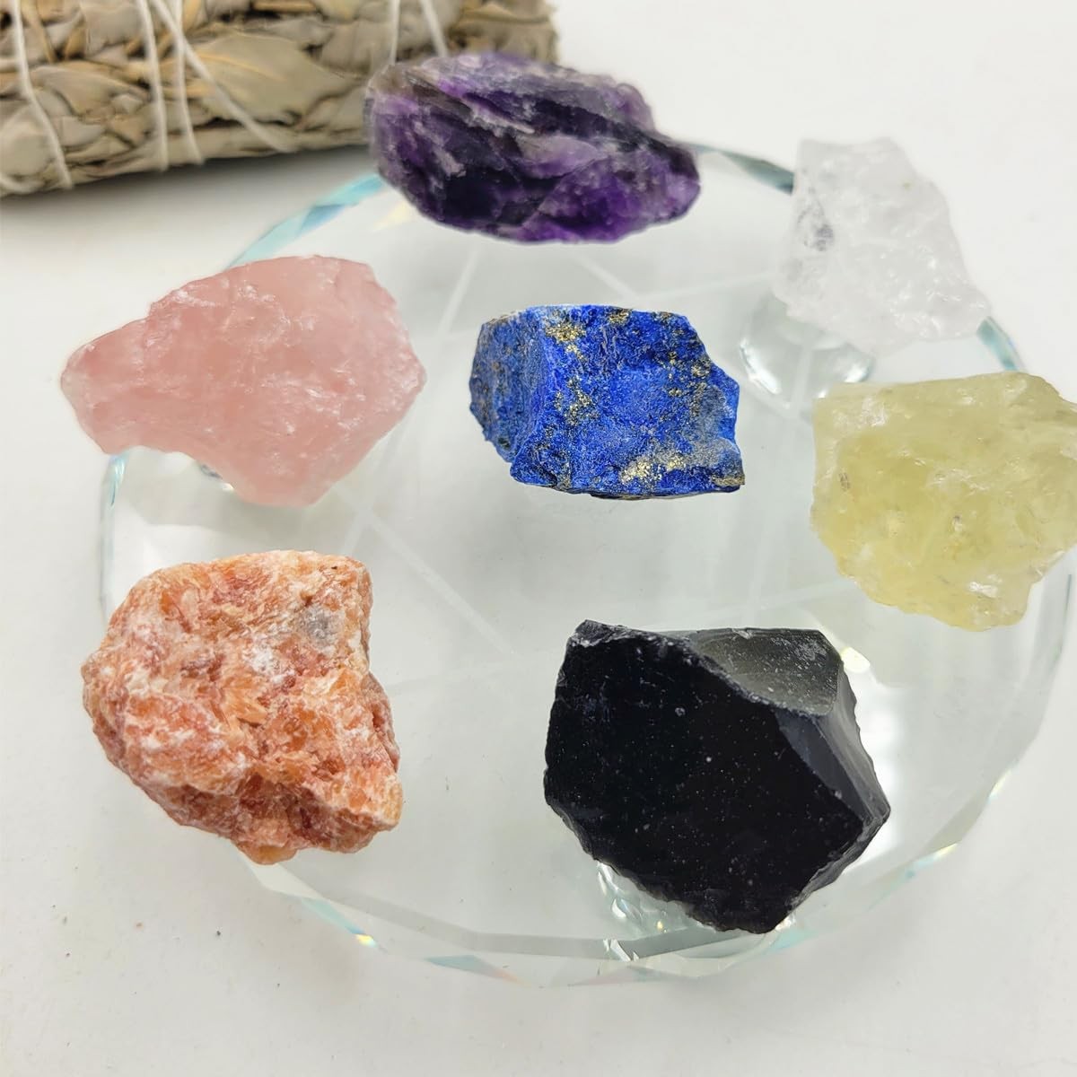 7 Chakra Balancing Raw Crystal Set 7Pcs Energy Stones Healing Meditation