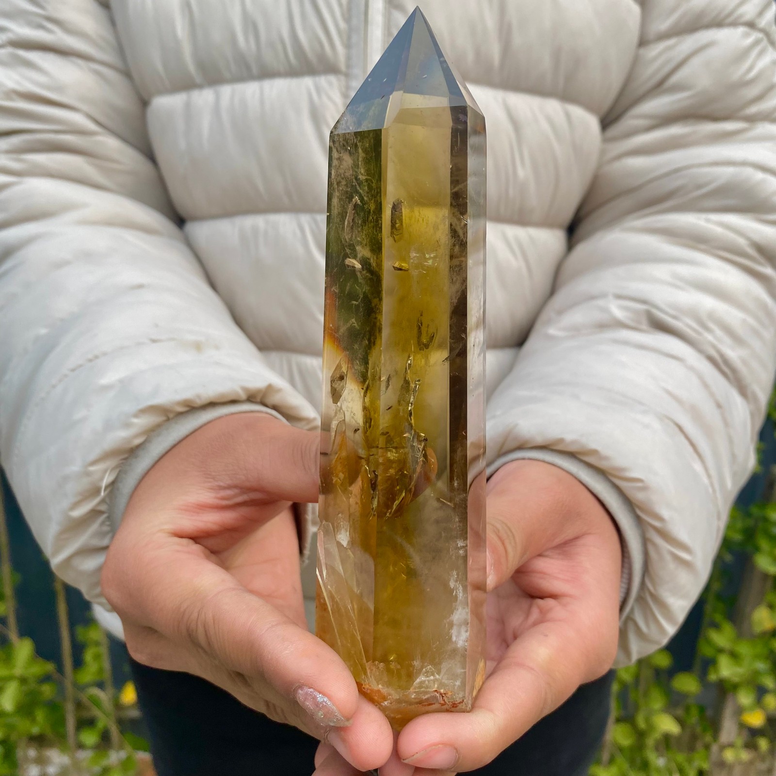 358G Natural Citrine Crystal Obelisk Tower Wand Point Reiki healing