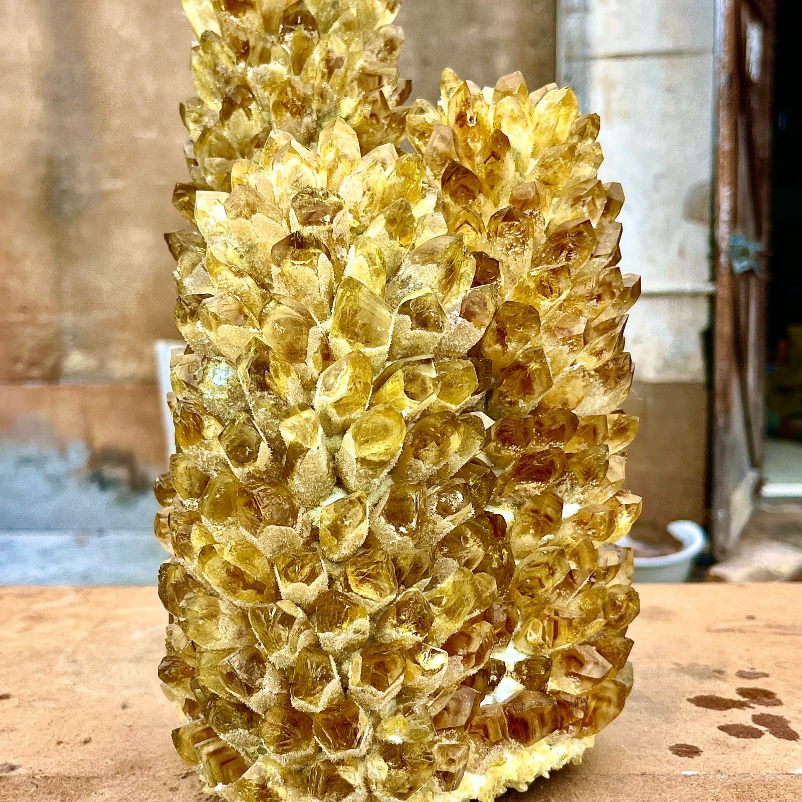 18.88LB Yellow Ghost Phantom Crystal Cluster Flower Raw Crystal Heal Quartz Deco