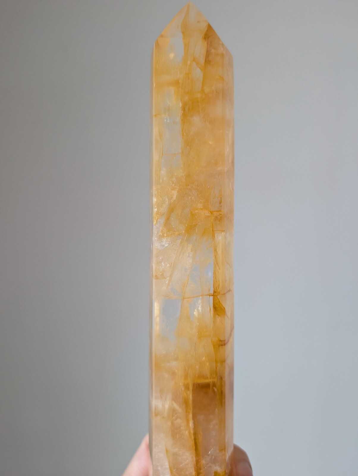 Golden Healer Tower Point Crystal Quartz Large Big Tall Chakra Gemstone Wand