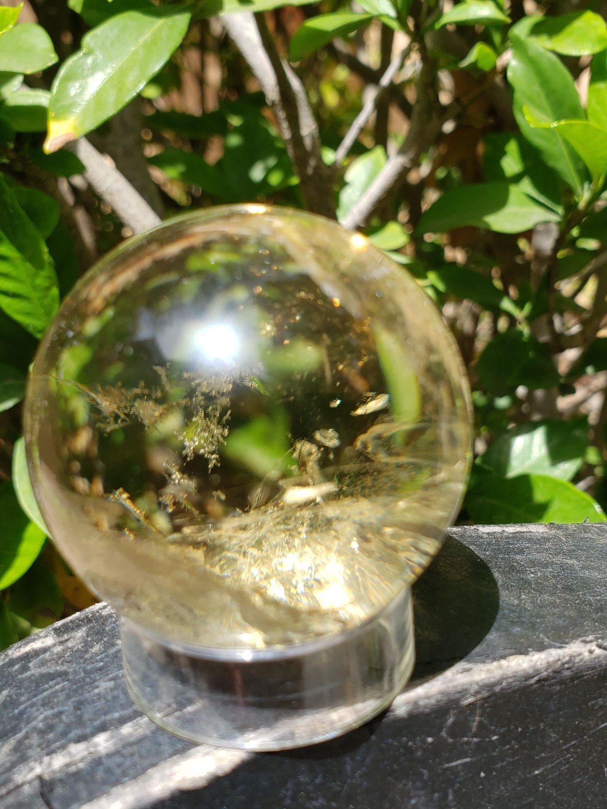 1.75″ Clear Smoky Citrine Quartz Crystal Sphere Ball Orb Rainbows, 122g