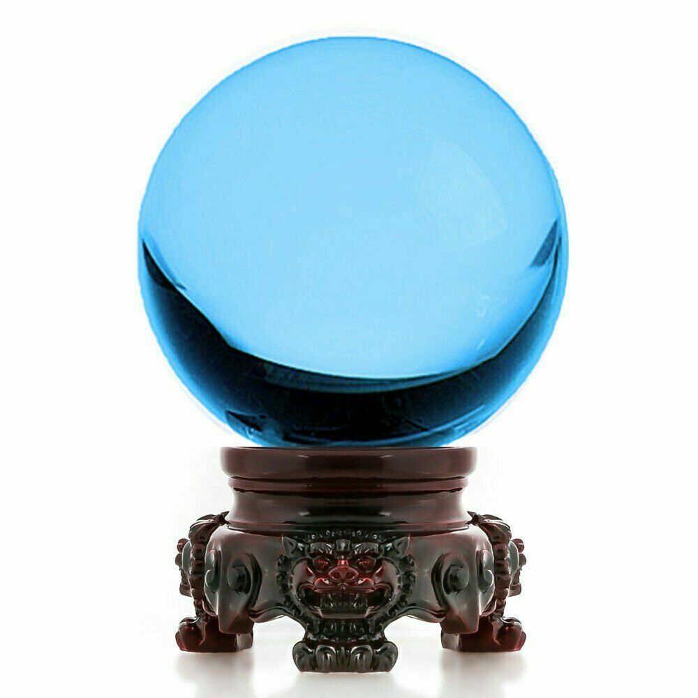 Crystal Ball 3″ diameter for Feng Shui, Meditation, Decor, with Red Lion Stand