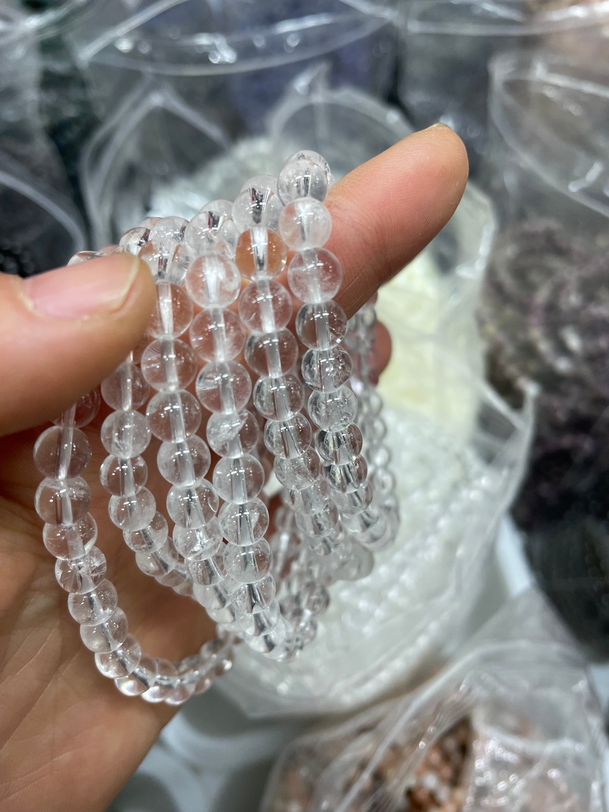 6mm 10pcs Natural White Quartz Crystal Beads Bracelet AAAA