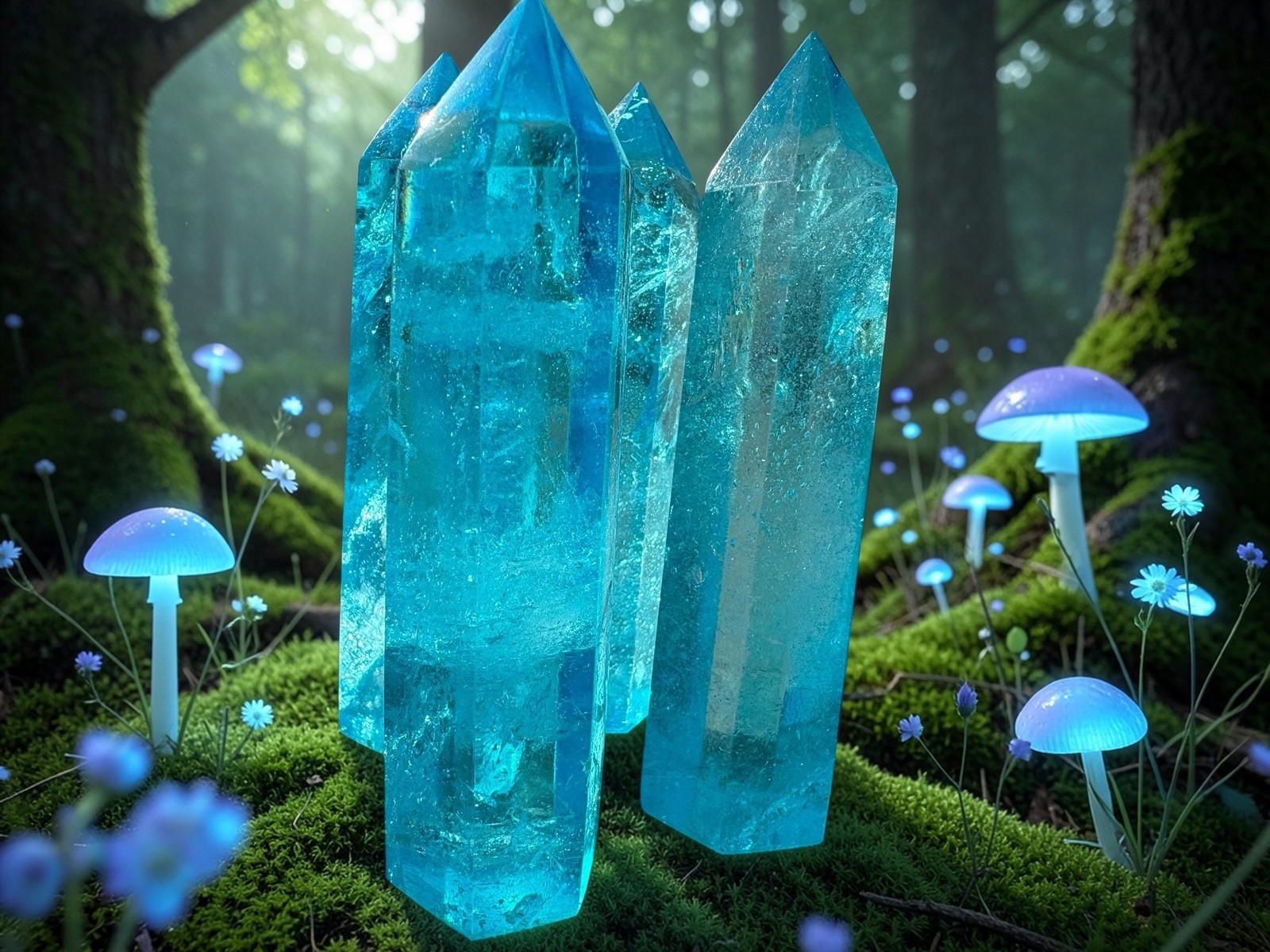 Blue Aqua Quartz Tower Crystal Point | Iridescent Healing Meditation Stone