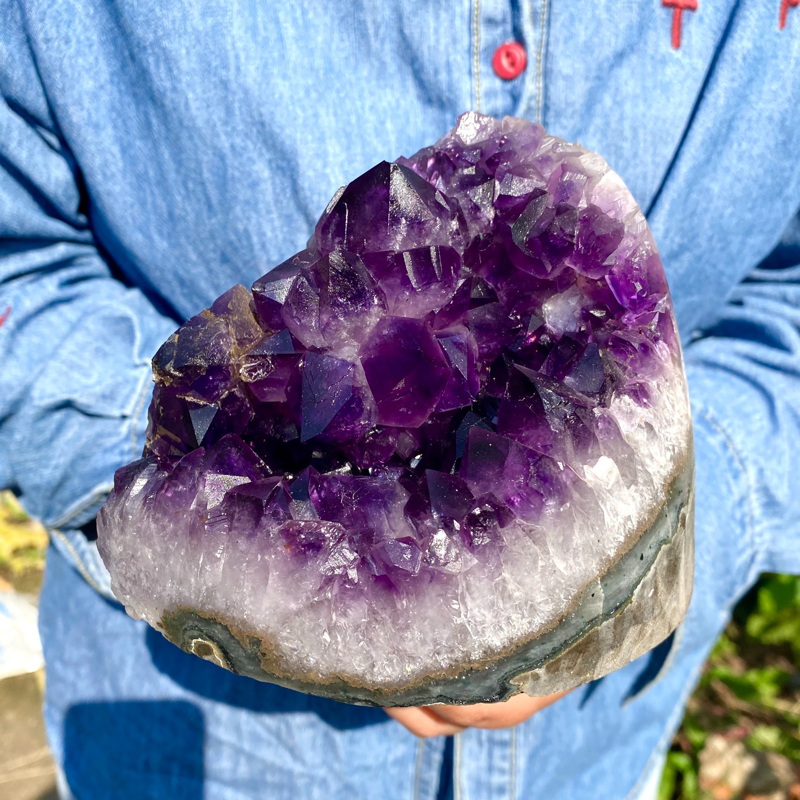 3.5LB Natural Amethyst geode quartz cluster crystal specimen Healing