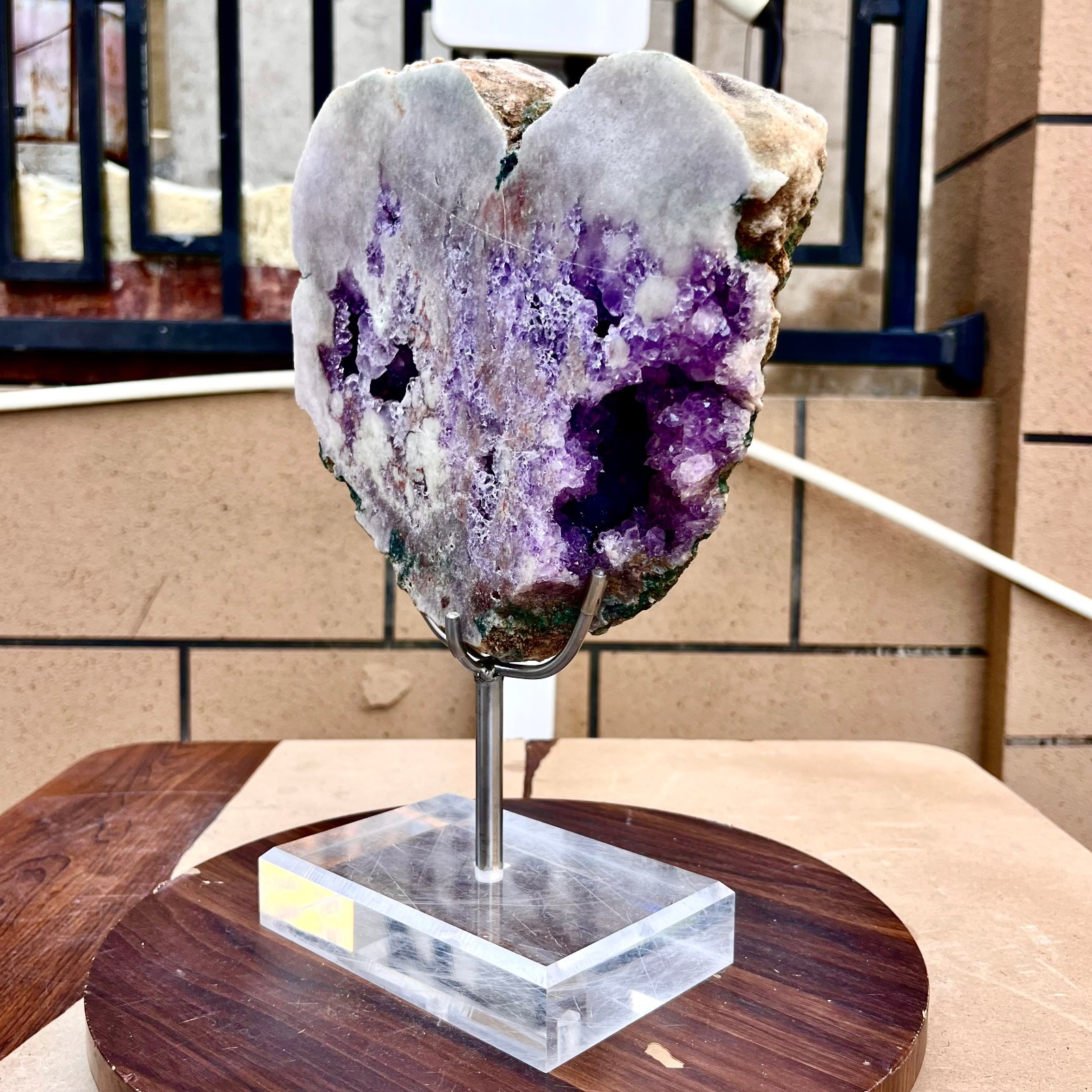 9.53LB Natural purple pink crystal raw ore hand carved heart-shaped healing