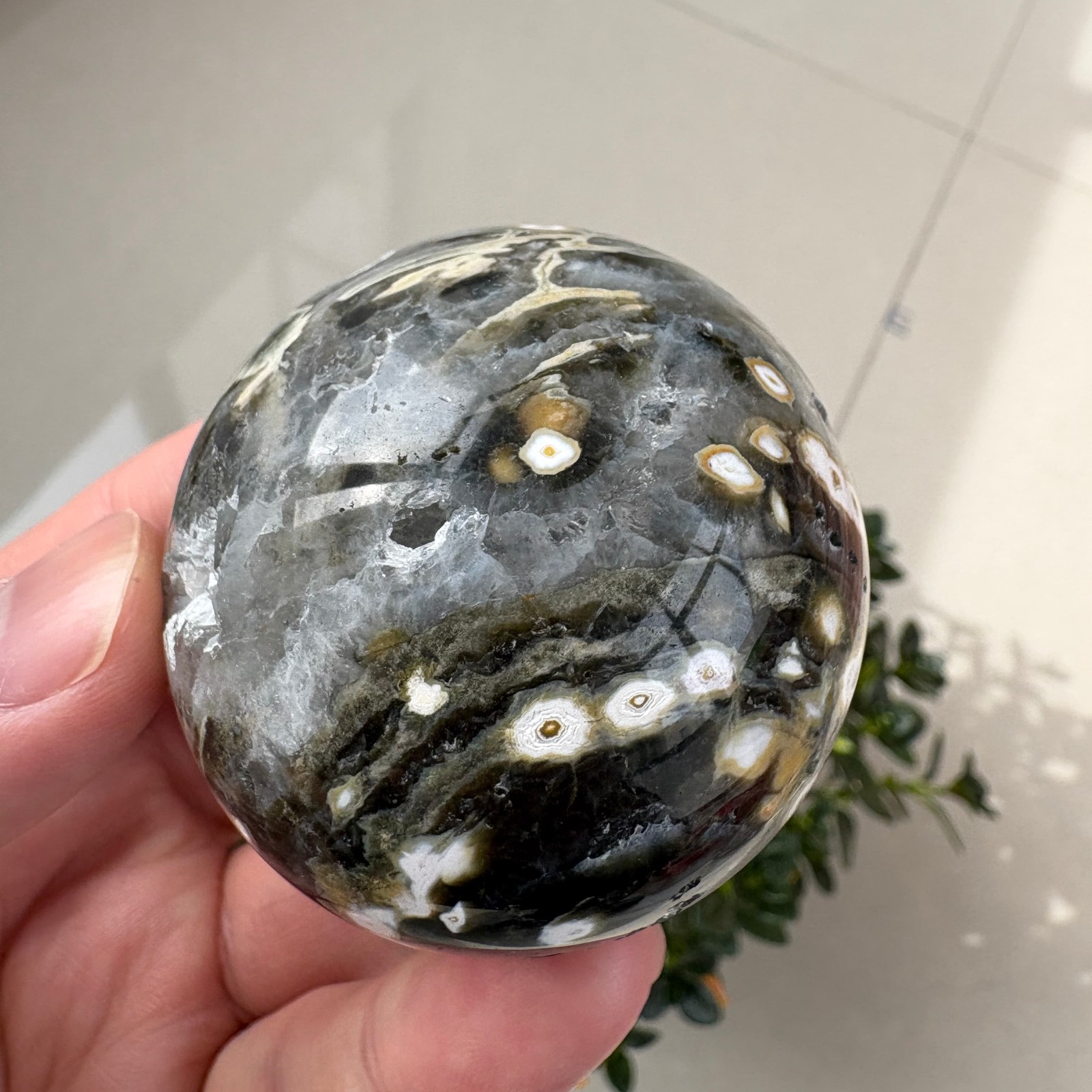 Natural 8th Vein Ocean Jasper Sphere 2.1″ 0.4 lb Crystal Ball Healing Gemstone