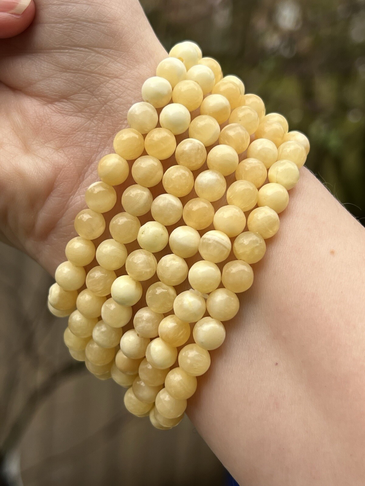 Orange Calcite Beaded Bracelet 6mm