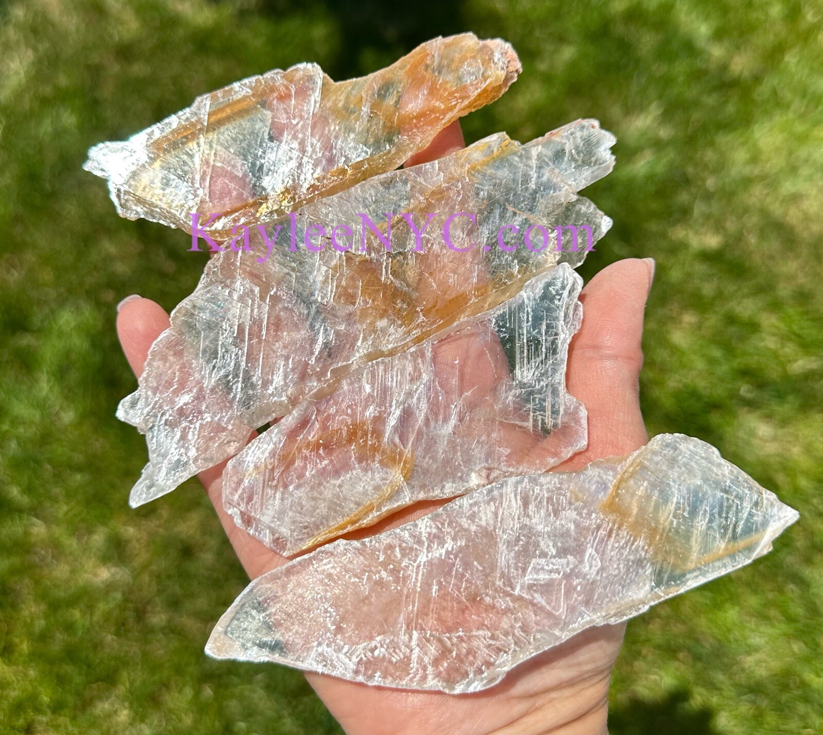 Wholesale Lot 2 Lbs Natural Golden Phantom Selenite Crystal Healing Energy