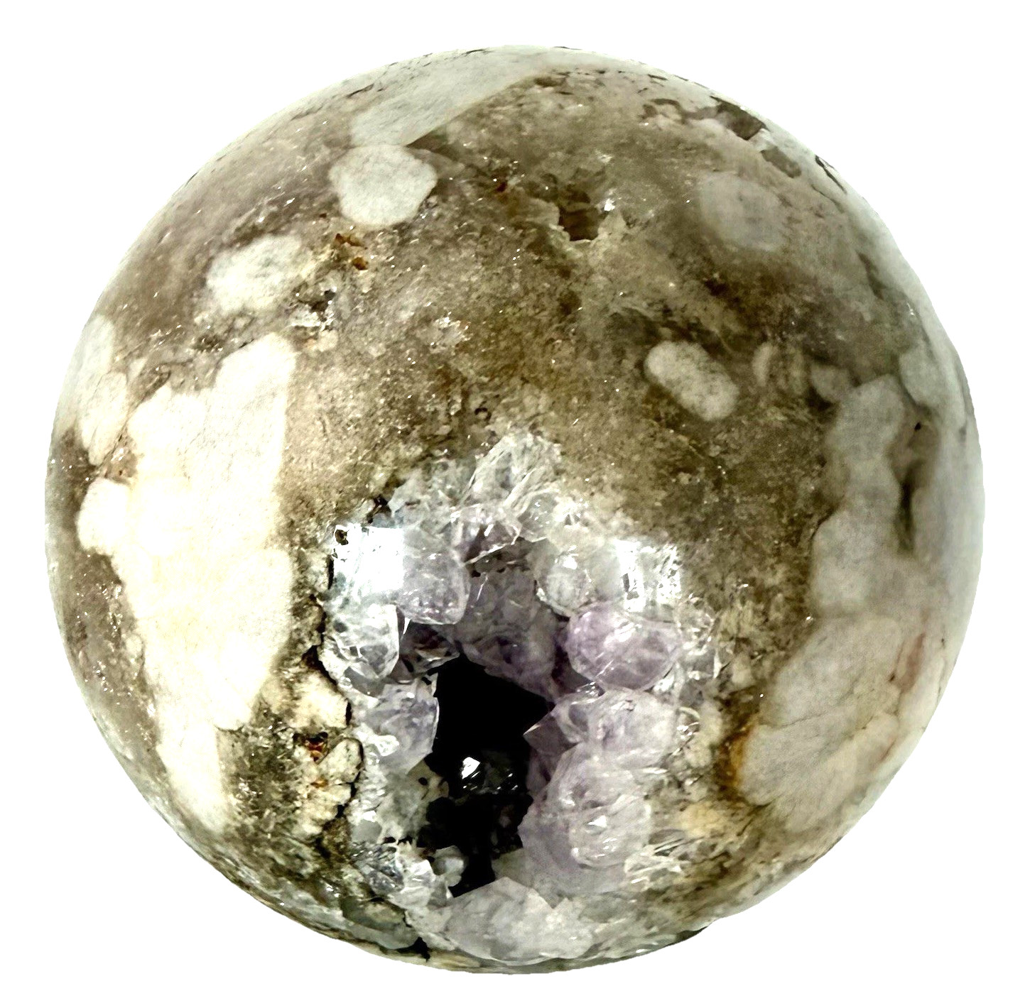 966mm Pink Amethyst Cluster Flower Agate Sphere UV Reactive