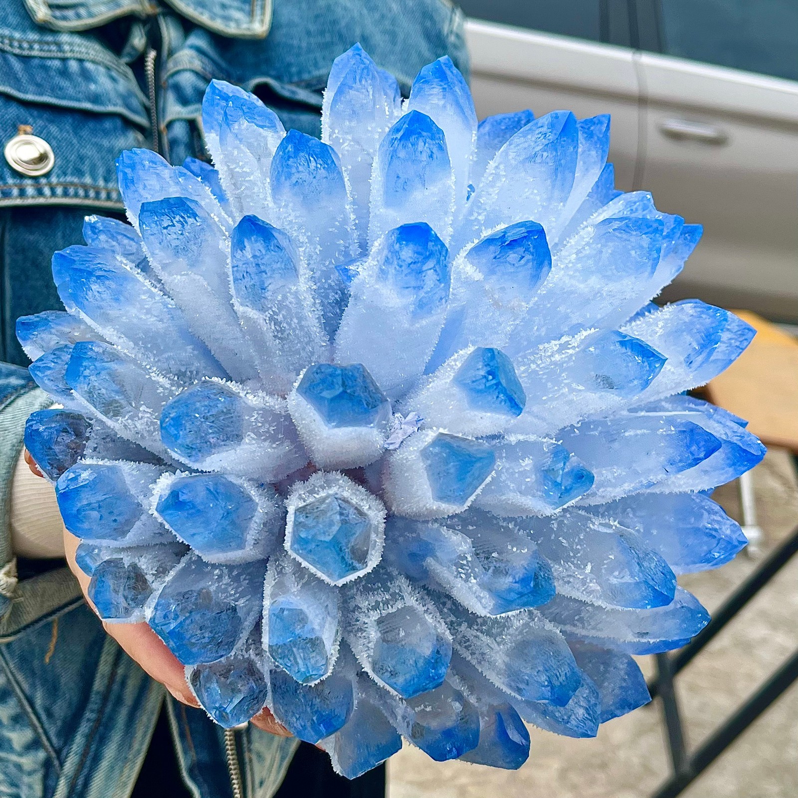 12.54LB eatiful blue Tibetan Ghost phantom Quartz Crystal Cluster Specimen