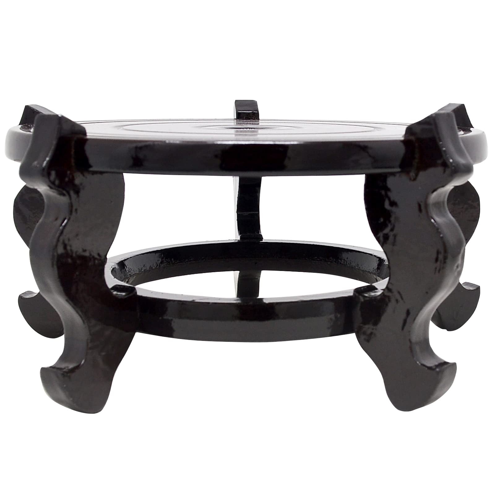 Feng Shui Chinese Wooden Fishbowl Planter Display Stand (10 Inch)