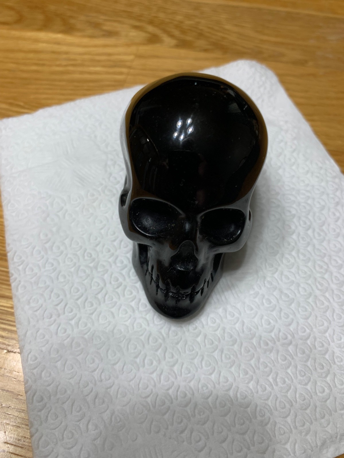 2-1/4”, 6.8 oz.Black Obsidian Crystal Skull Hand Carved Human Skeleton Figur…