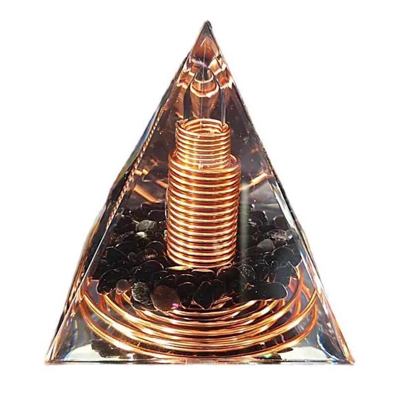 Spiral Copper Wire Orgonite Pyramid Obsidian Orgone Healing Energy Meditation