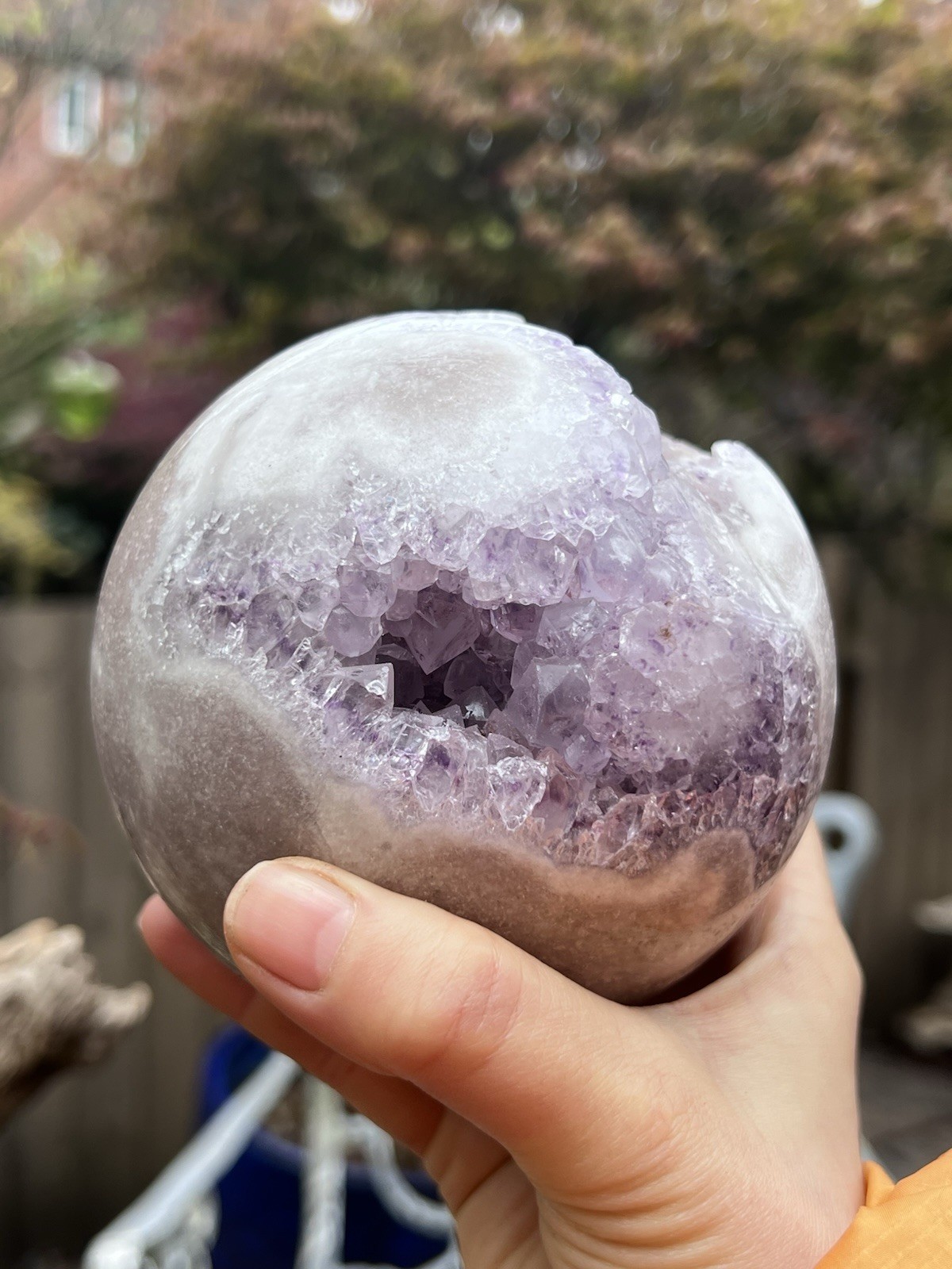 Pink Amethyst Crystal Ball Druzy Brazilian Large 1511g AAA+ 110mm 29