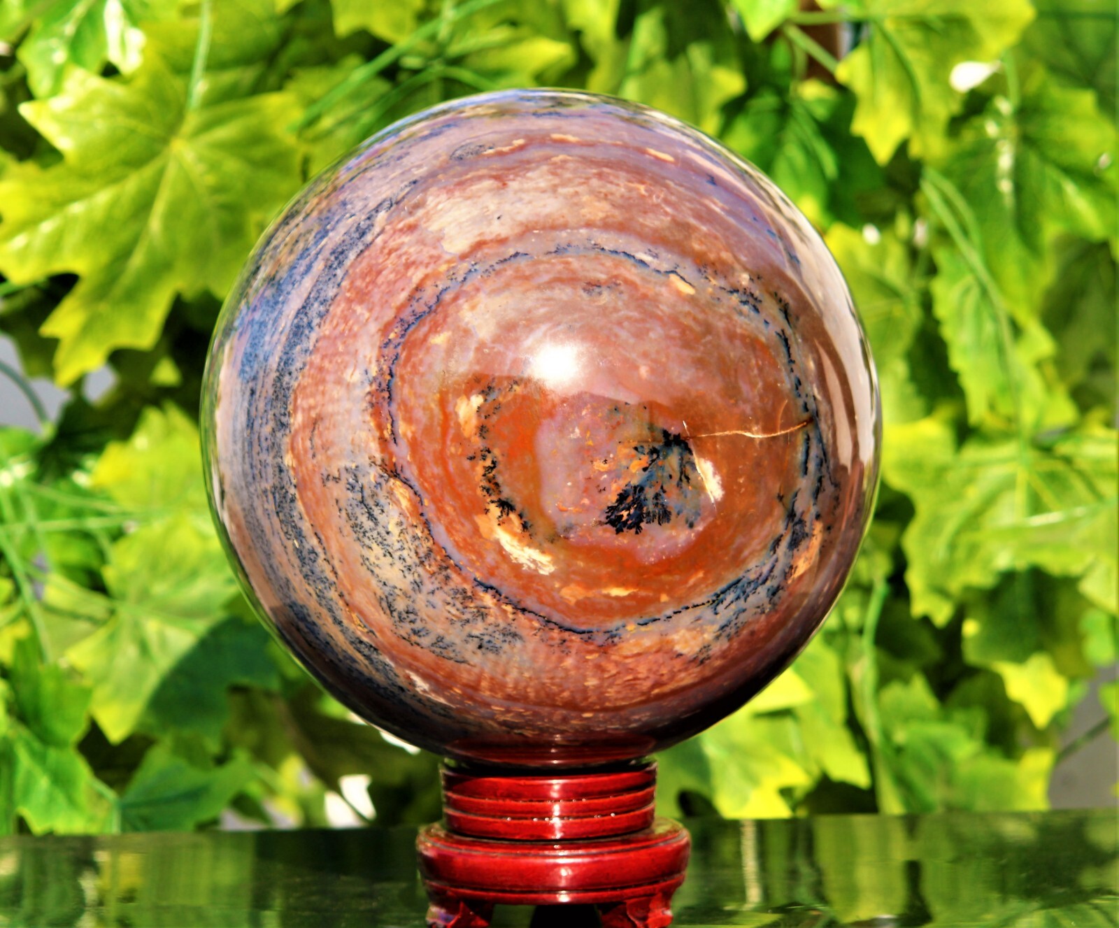 XL 41Lb Red Sonoran Dendritic Rhyolite Crystal Healing Metaphysical Stone Sphere