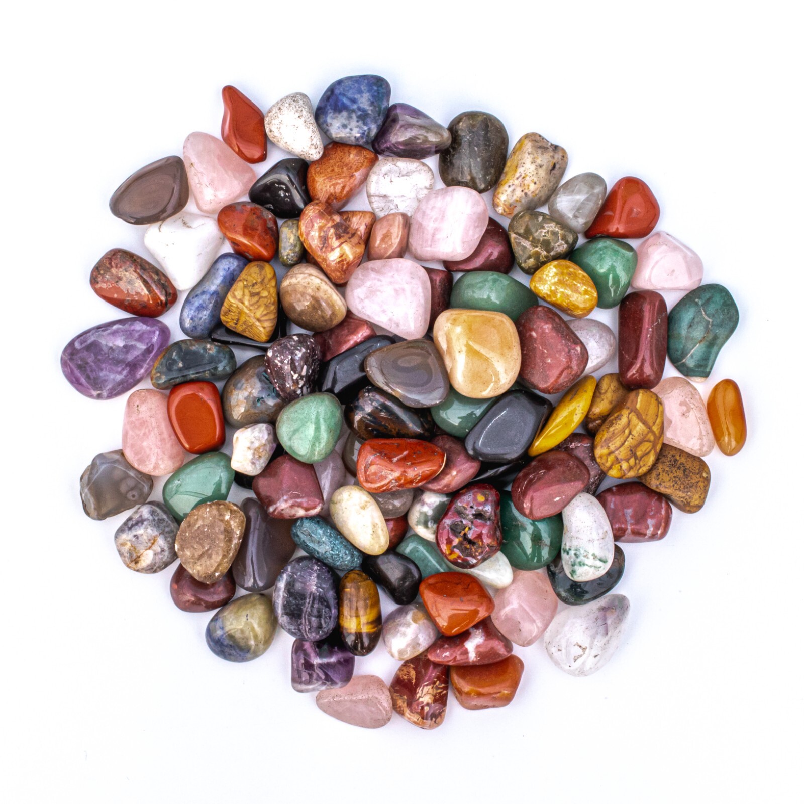 1 lb Tumbled Natural Assorted Small Gemstone Mix 90-130 Stones Bulk Gems Crystal